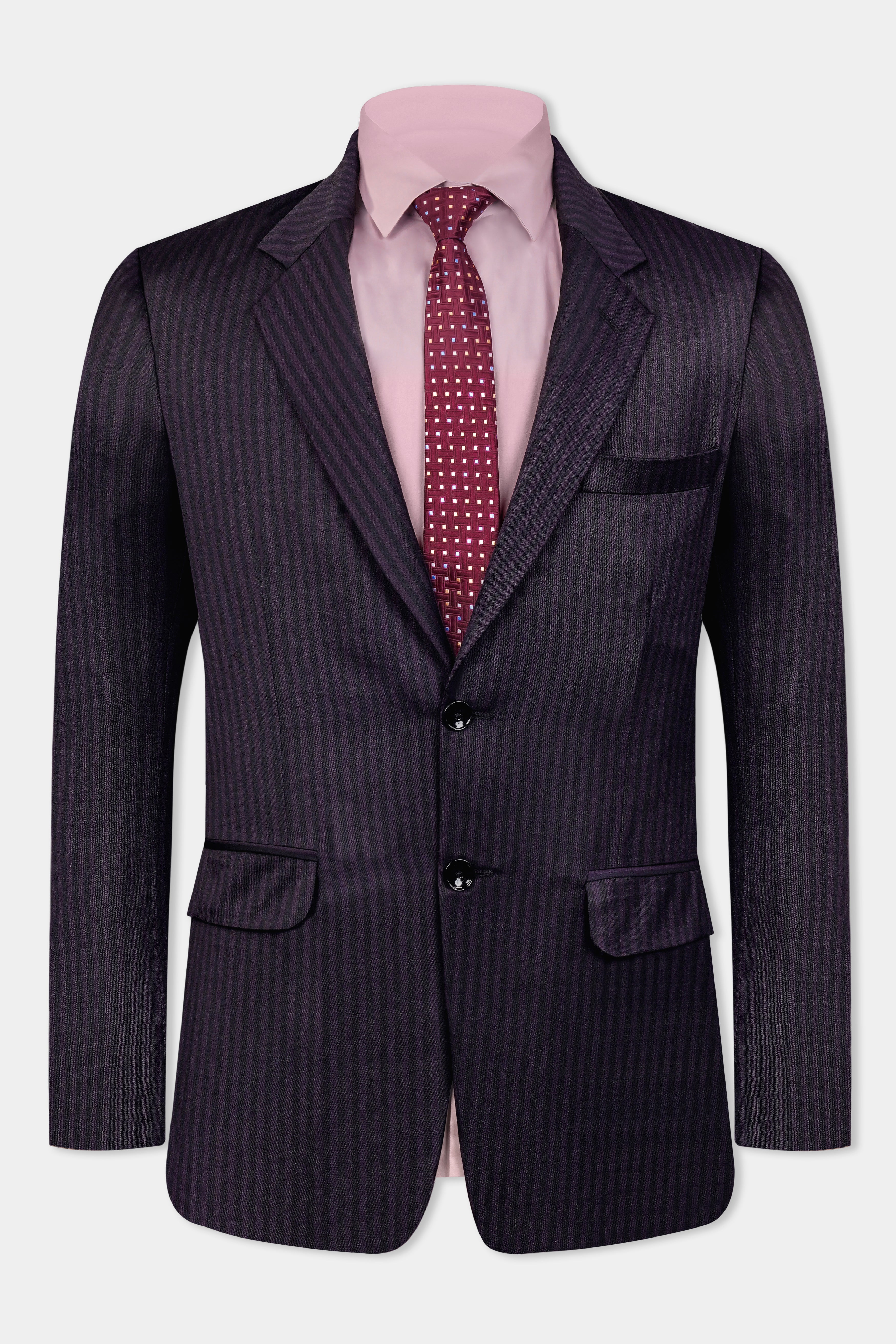 Imperial Purple and Black Striped Wool Rich Suit ST3119-SB-36, ST3119-SB-38, ST3119-SB-40, ST3119-SB-42, ST3119-SB-44, ST3119-SB-46, ST3119-SB-48, ST3119-SB-50, ST3119-SB-52, ST3119-SB-54, ST3119-SB-56, ST3119-SB-58, ST3119-SB-60