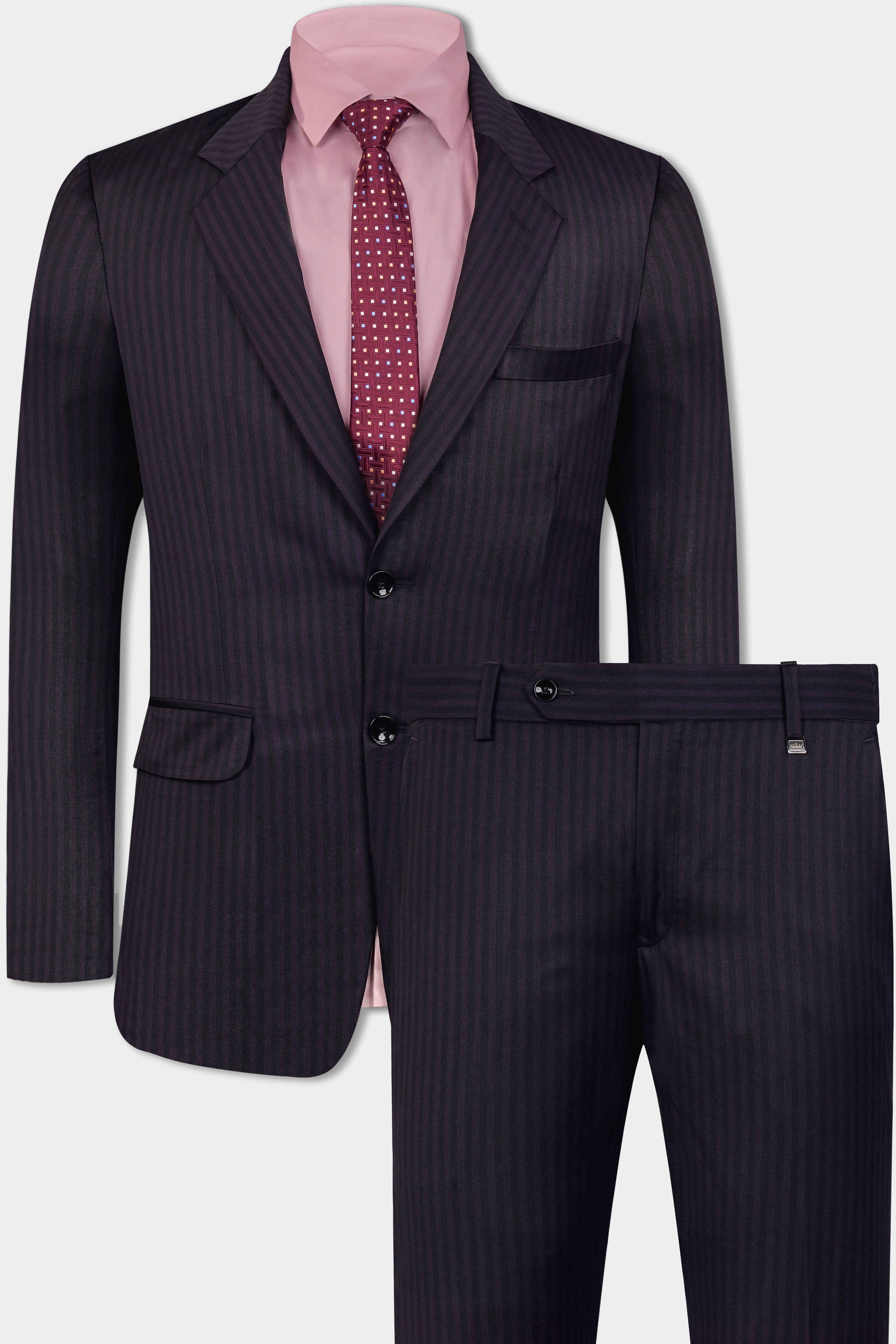 Imperial Purple and Black Striped Wool Rich Suit ST3119-SB-36, ST3119-SB-38, ST3119-SB-40, ST3119-SB-42, ST3119-SB-44, ST3119-SB-46, ST3119-SB-48, ST3119-SB-50, ST3119-SB-52, ST3119-SB-54, ST3119-SB-56, ST3119-SB-58, ST3119-SB-60