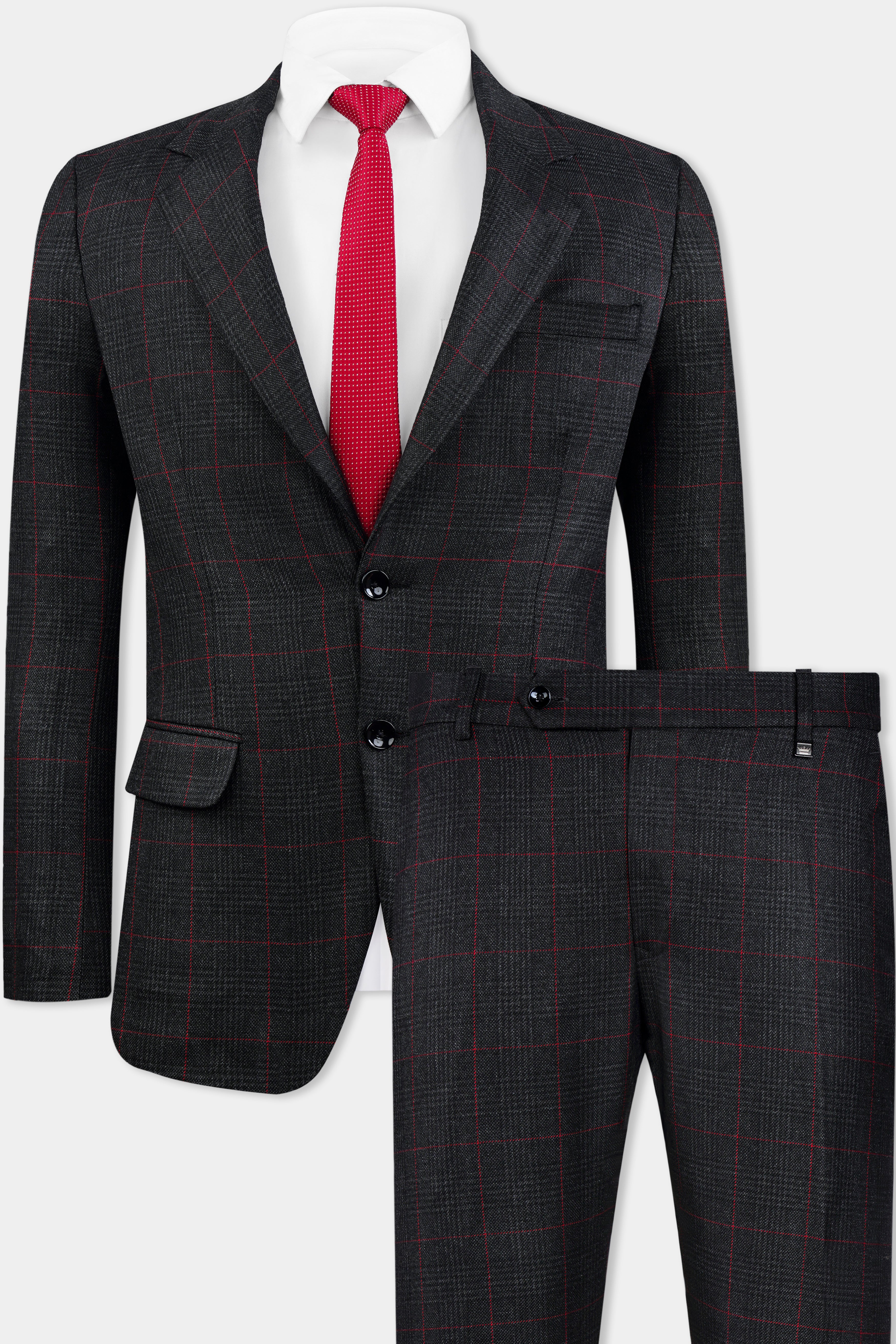 Bunker Black and Maple Red Windowpane Tweed Suit ST3124-SB-36, ST3124-SB-38, ST3124-SB-40, ST3124-SB-42, ST3124-SB-44, ST3124-SB-46, ST3124-SB-48, ST3124-SB-50, ST3124-SB-52, ST3124-SB-54, ST3124-SB-56, ST3124-SB-58, ST3124-SB-60