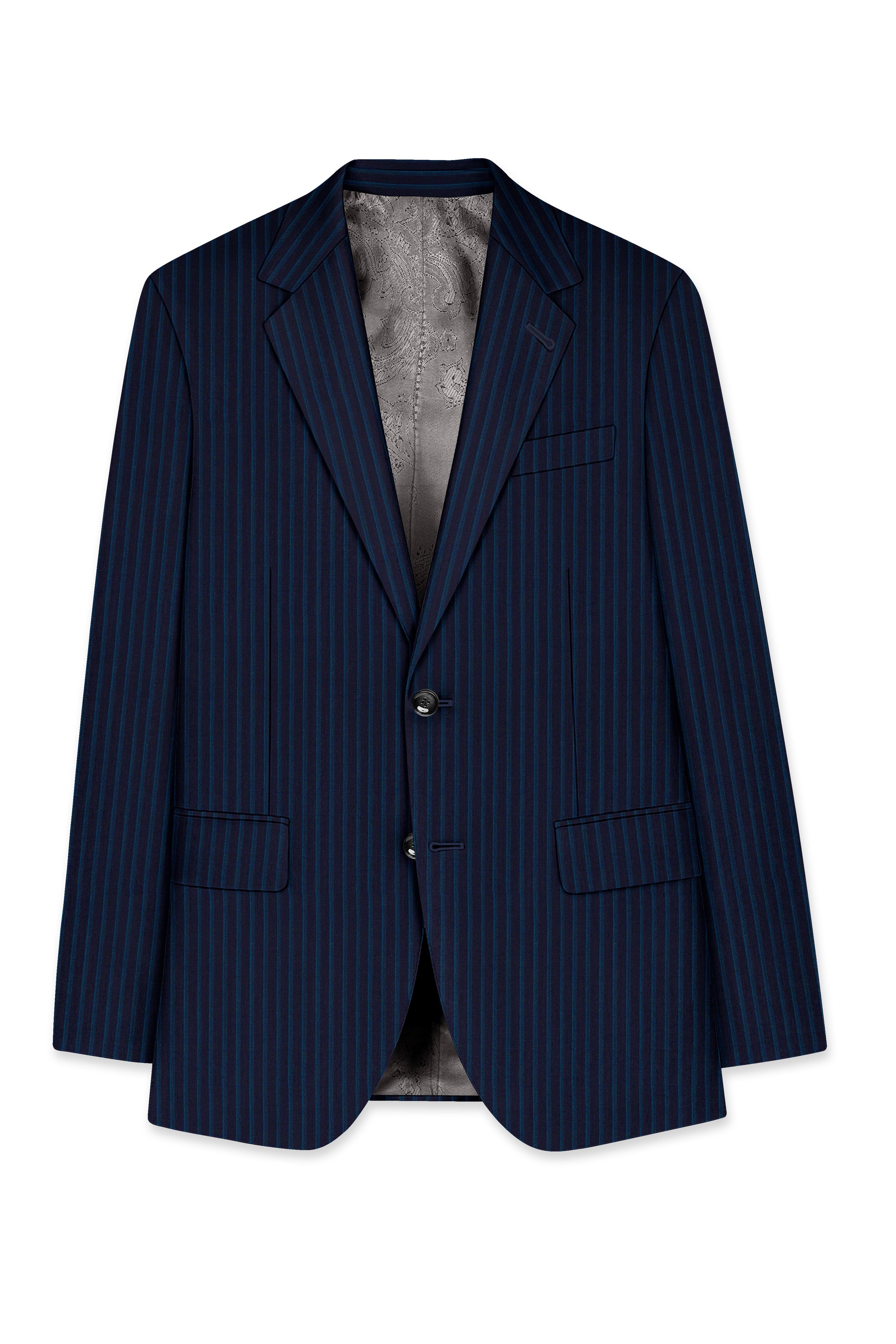 Ebony Blue and Marine Blue PinStriped Wool Rich Suit