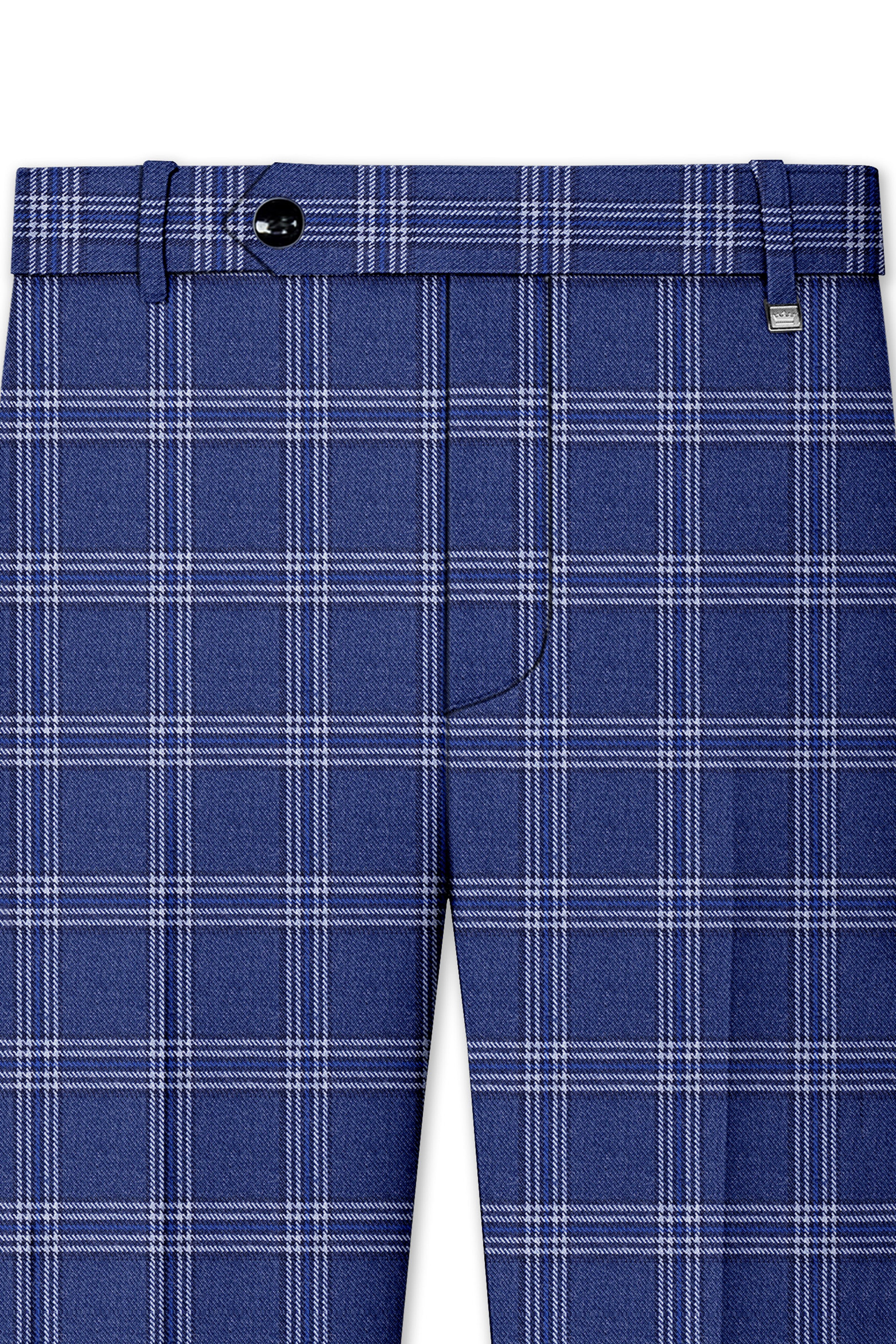 Cloud Blue and White Plaid Tweed Double Breasted Suit