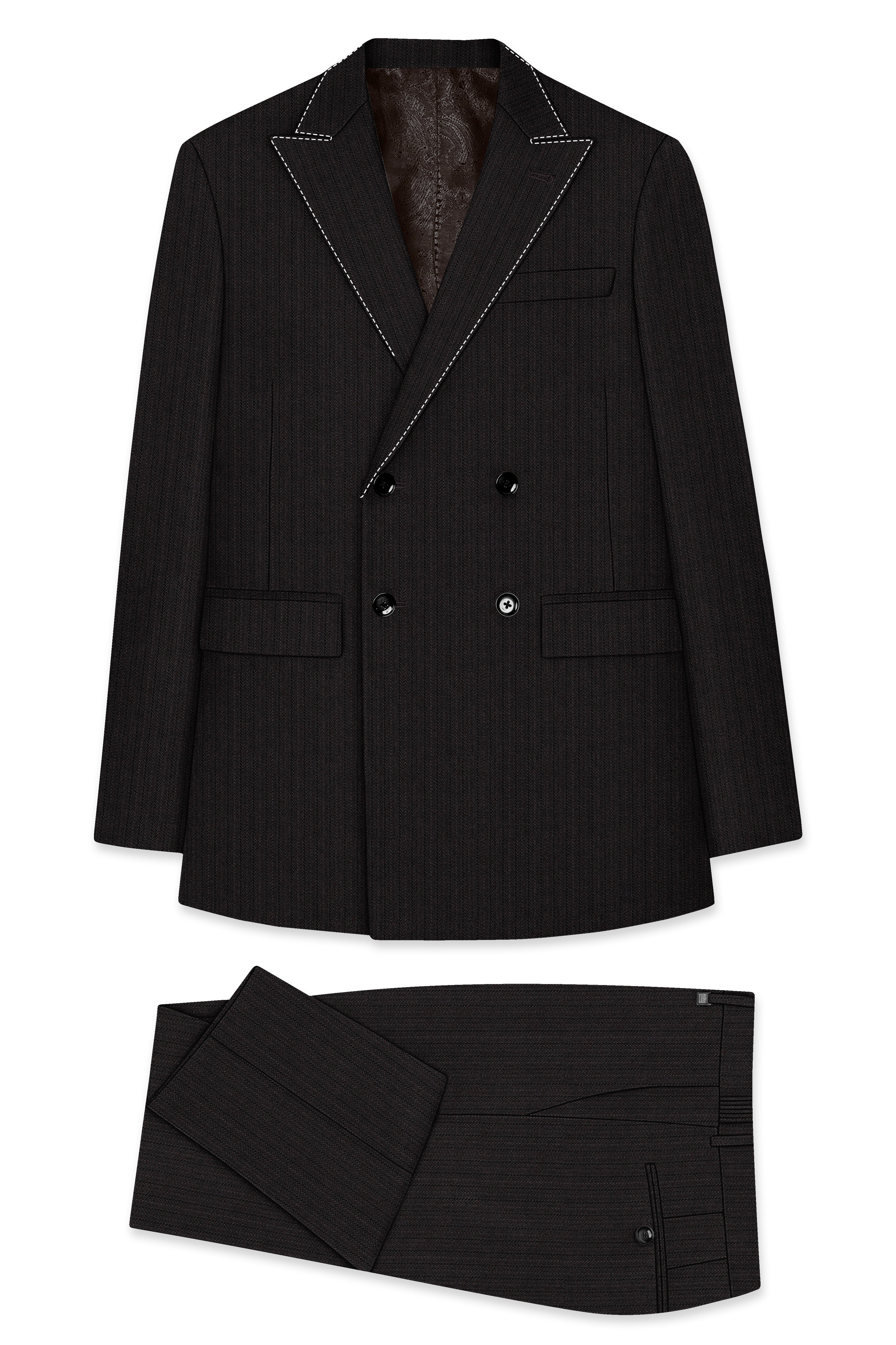 Iridium Gray Hand Stitched Lapels Wool Rich Double Breasted Designer Suit