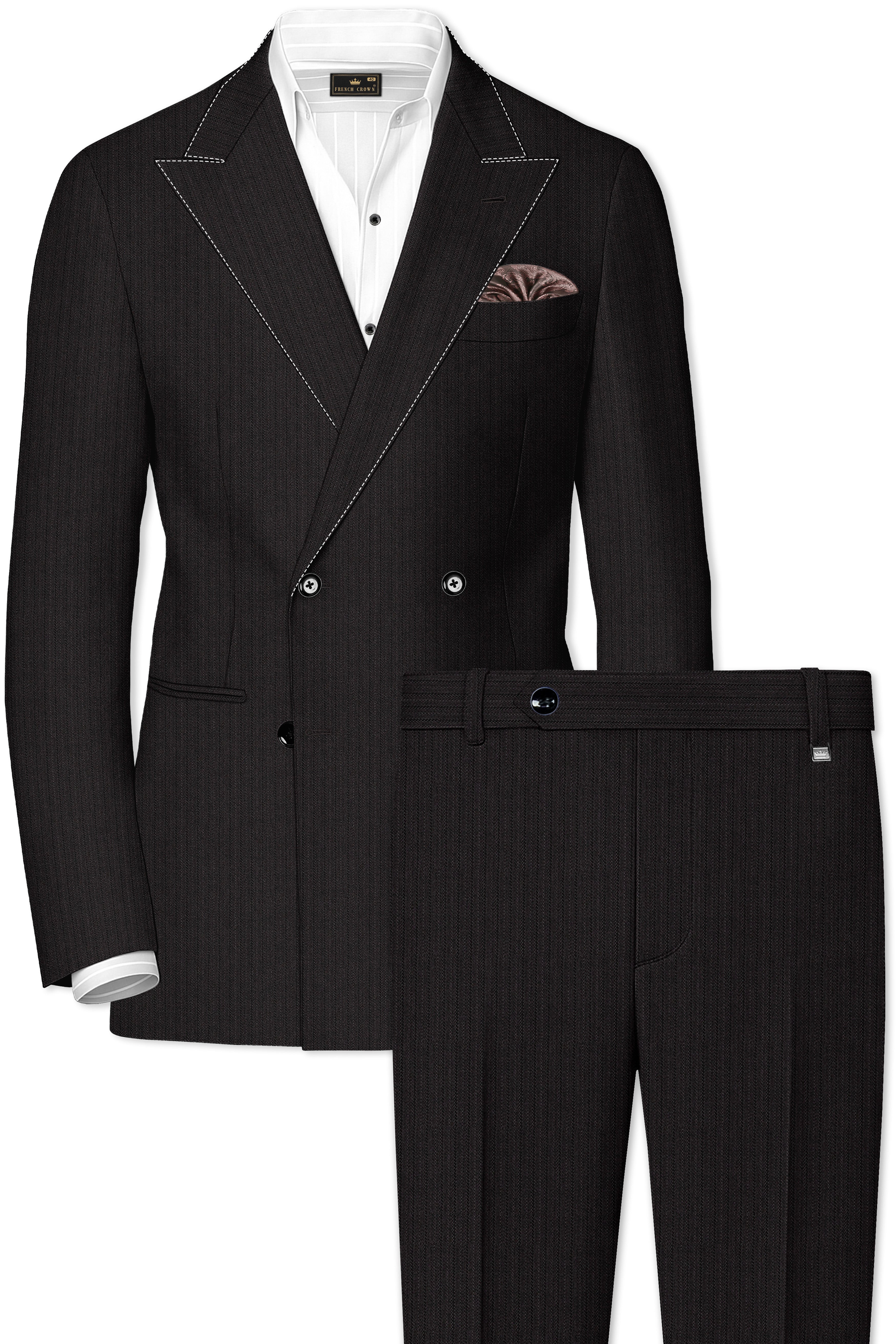 Iridium Gray Hand Stitched Lapels Wool Rich Double Breasted Designer Suit
