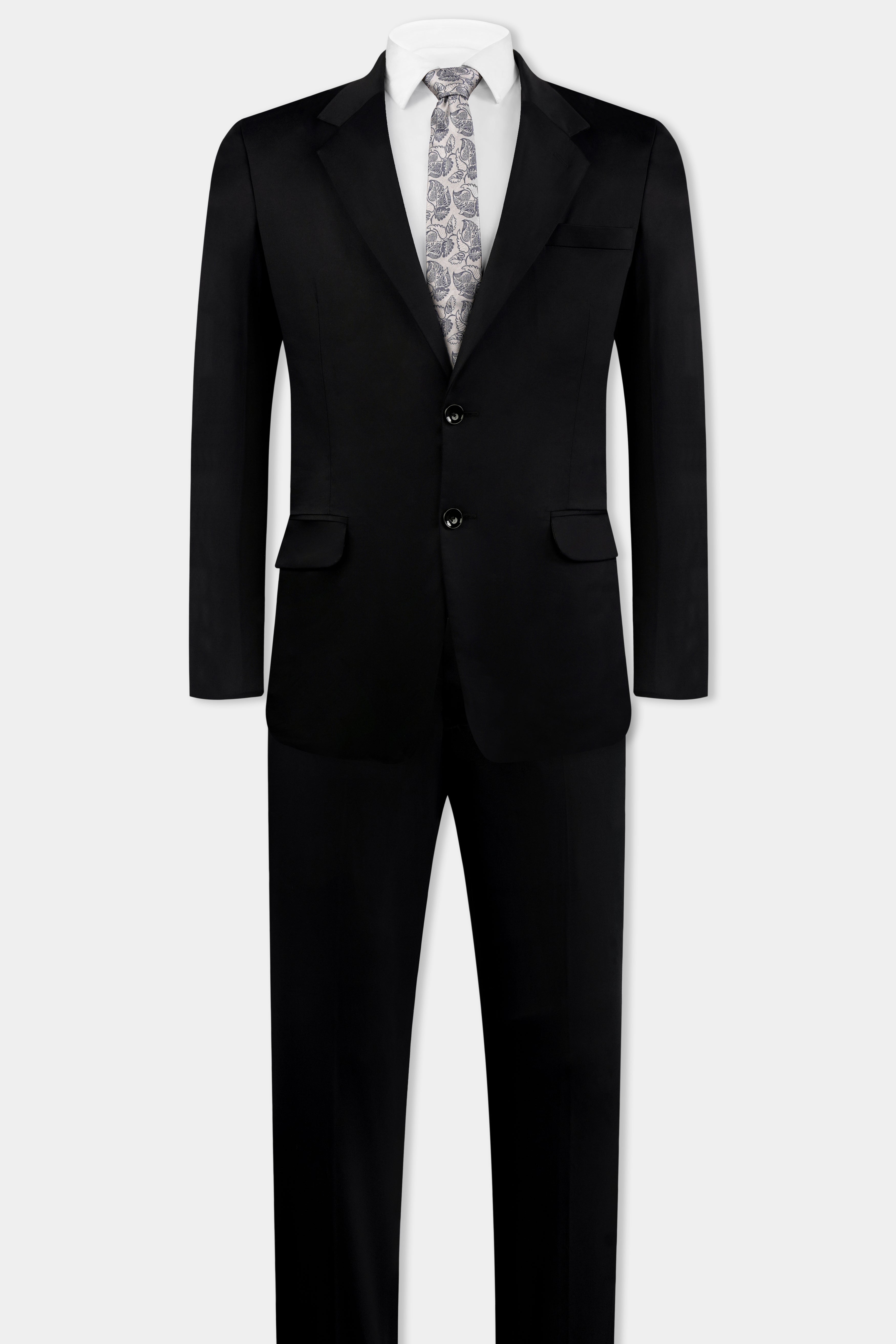 Jade Black Wool Rich Suit