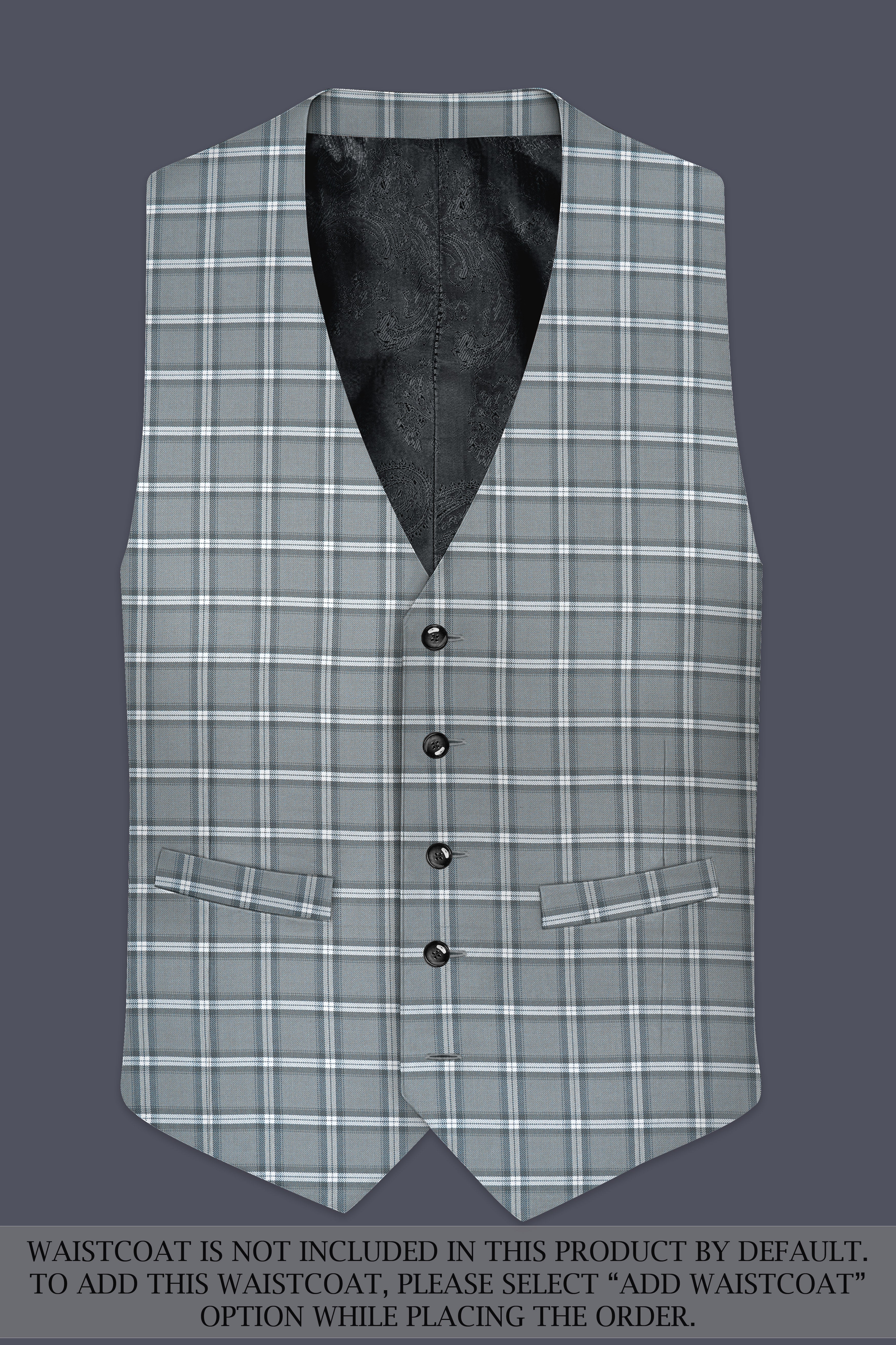 Pewter Gray and White Windowpane Wool Rich Suit