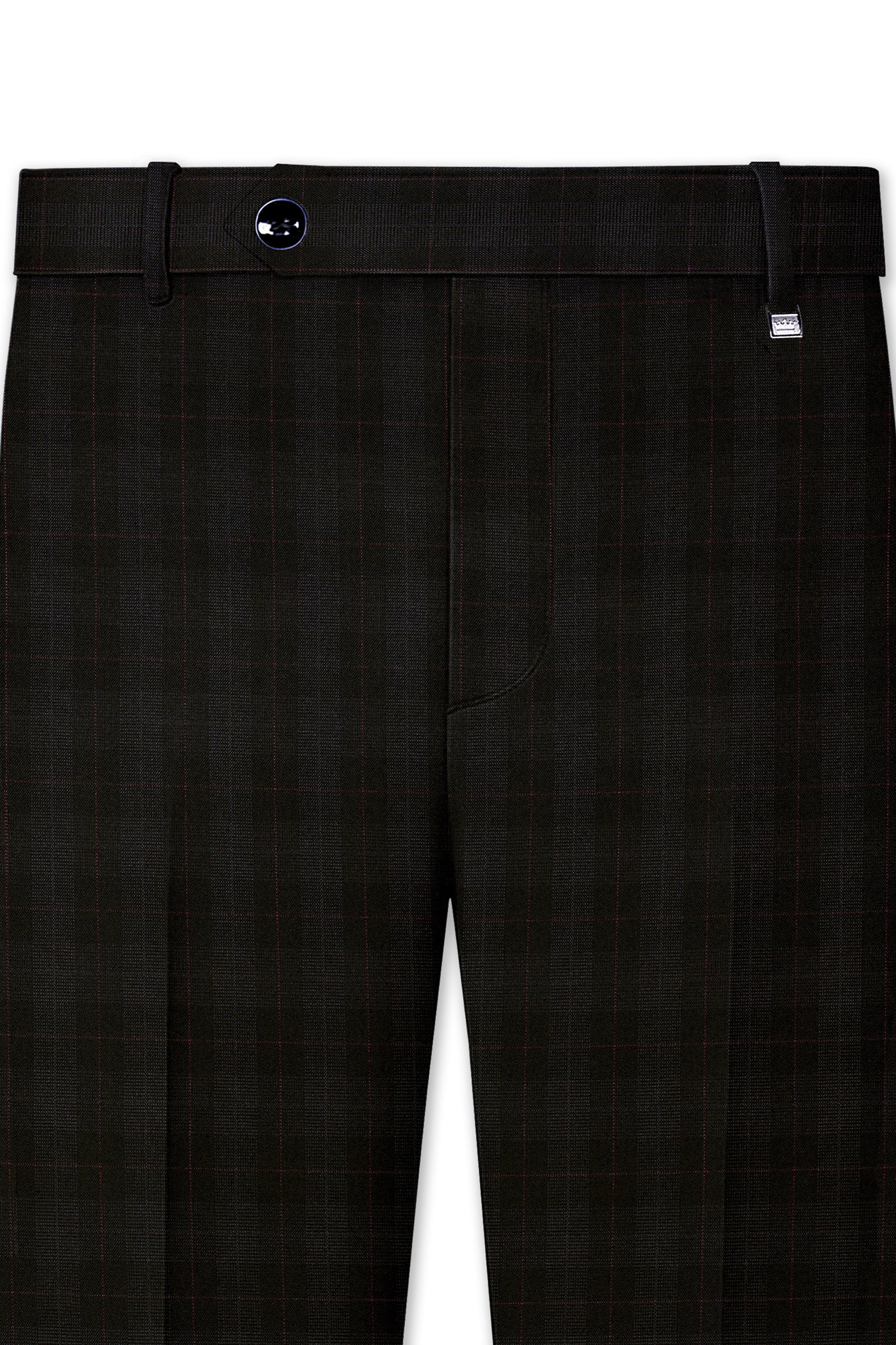 Onyx Black Subtle Plaid Wool rich Double Breasted Suit