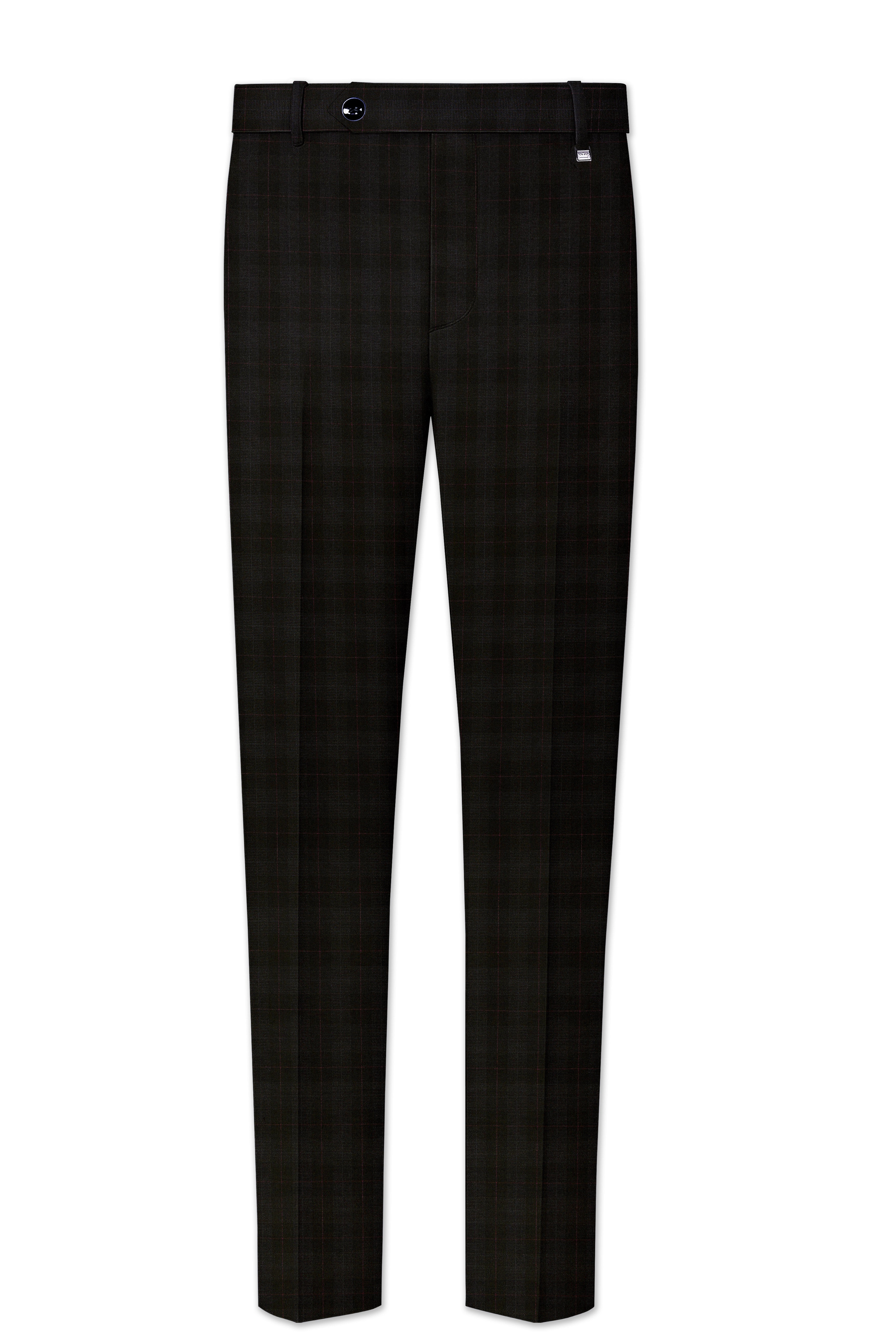 Onyx Black Subtle Plaid Wool rich Double Breasted Suit