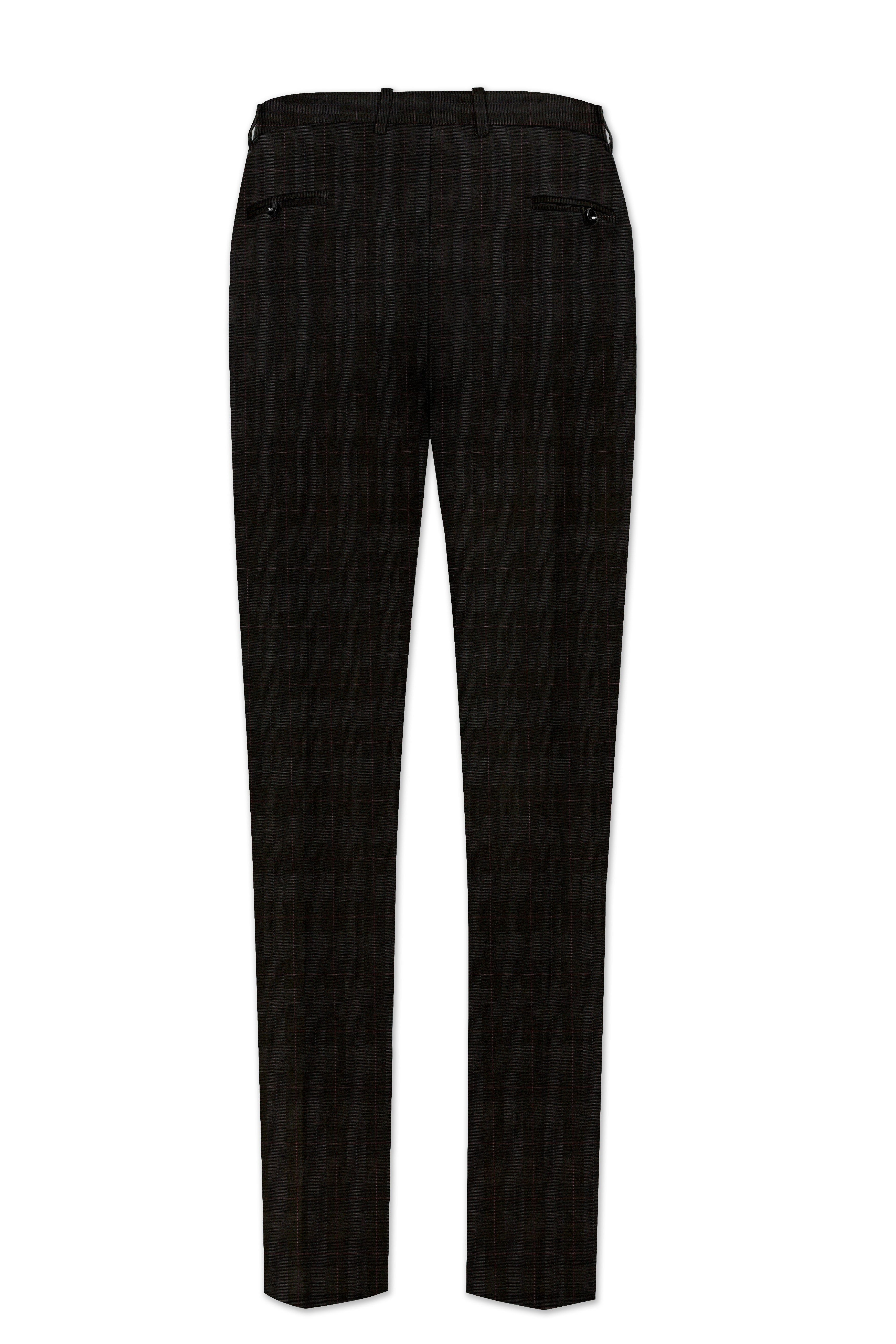 Onyx Black Subtle Plaid Wool rich Double Breasted Suit