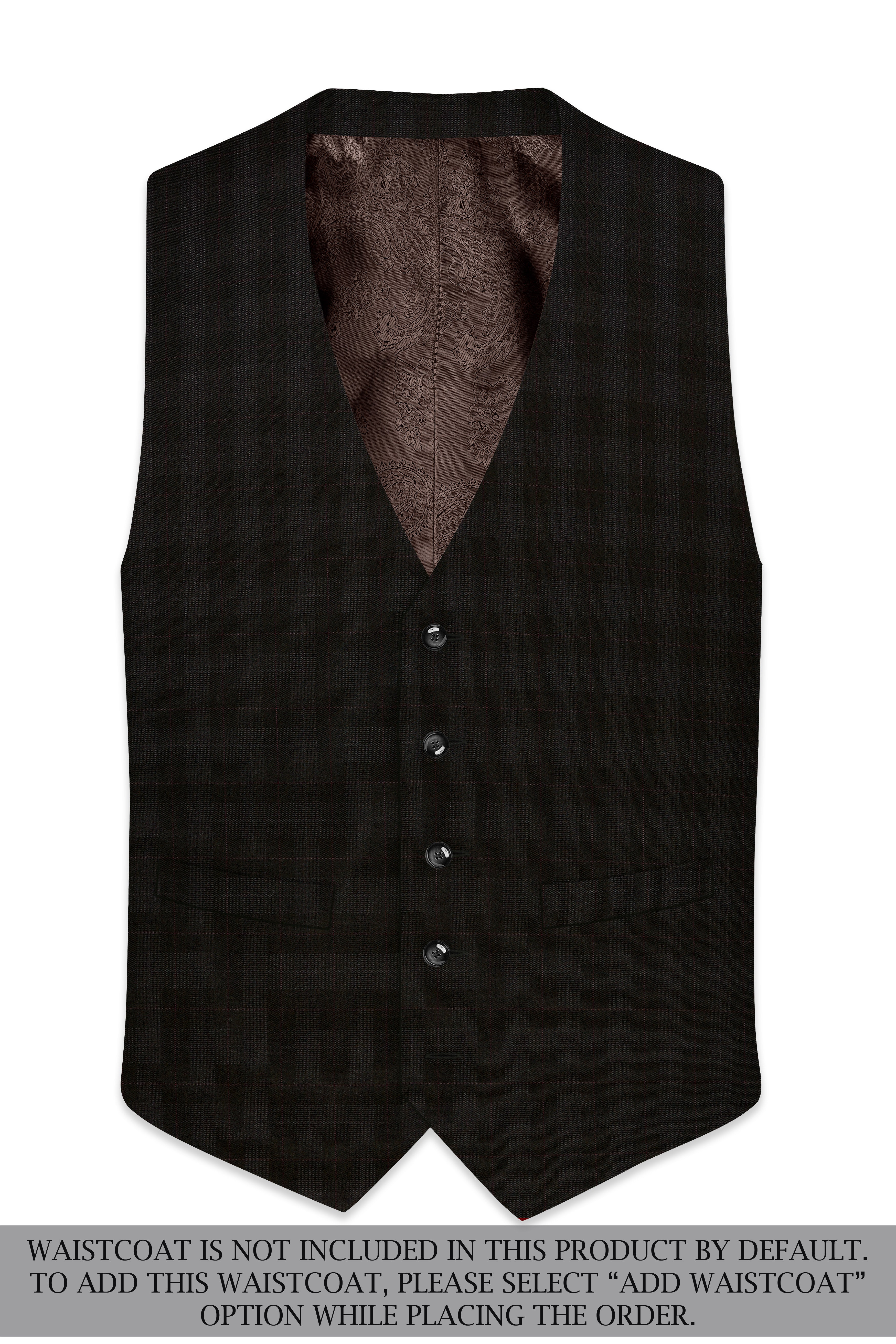 Onyx Black Subtle Plaid Wool rich Double Breasted Suit