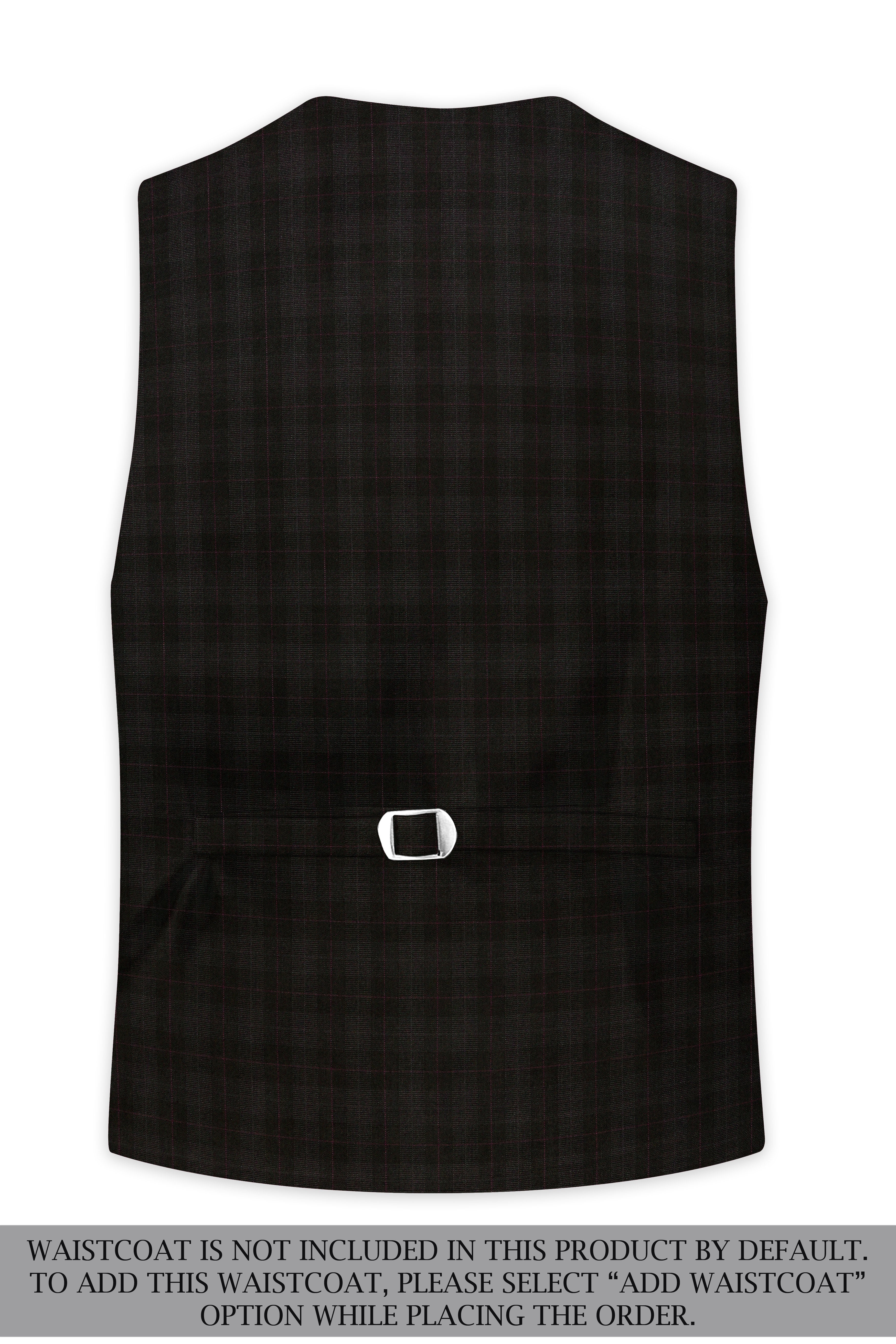 Onyx Black Subtle Plaid Wool rich Double Breasted Suit