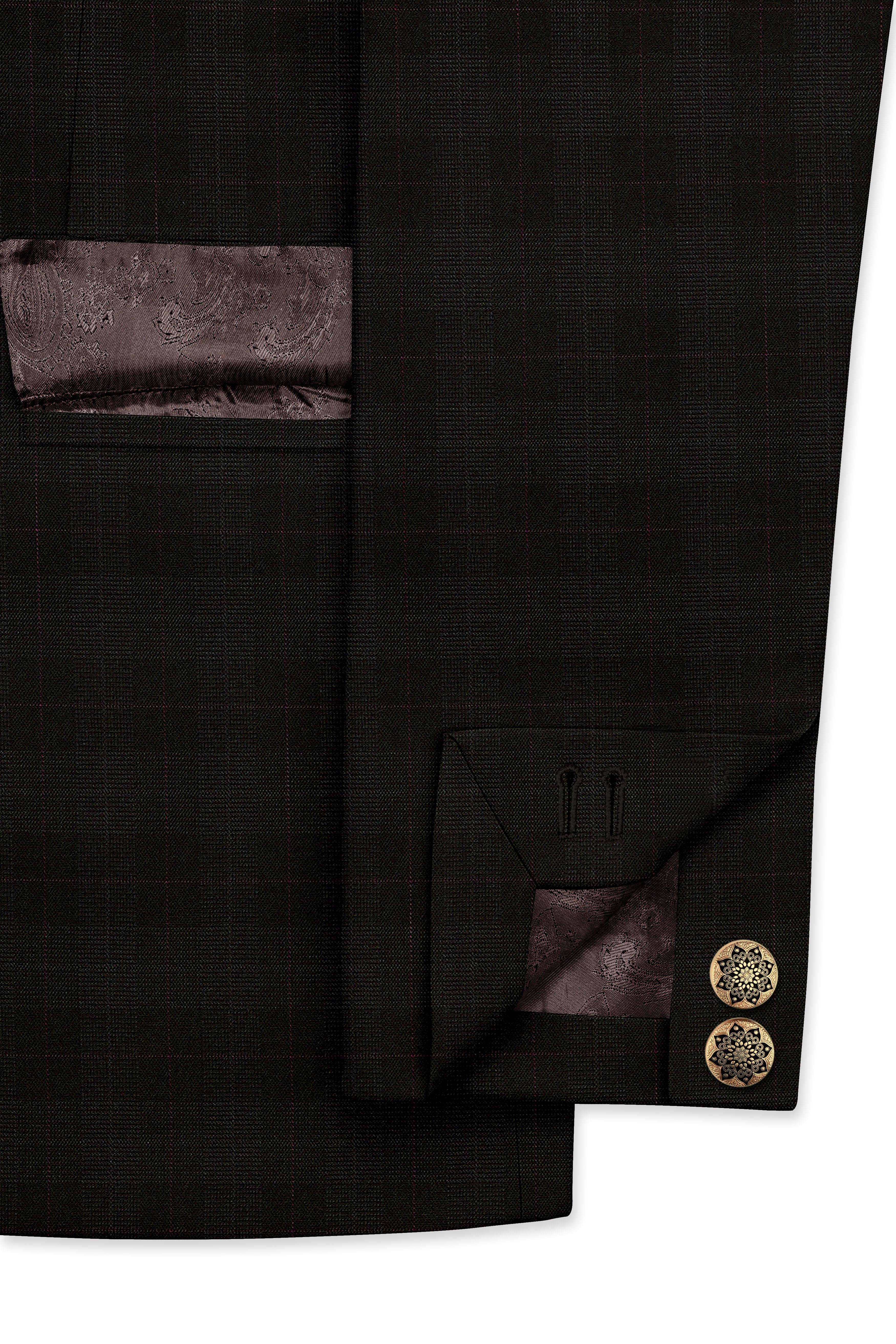 Onyx Black Subtle Plaid Wool rich Double Breasted Suit