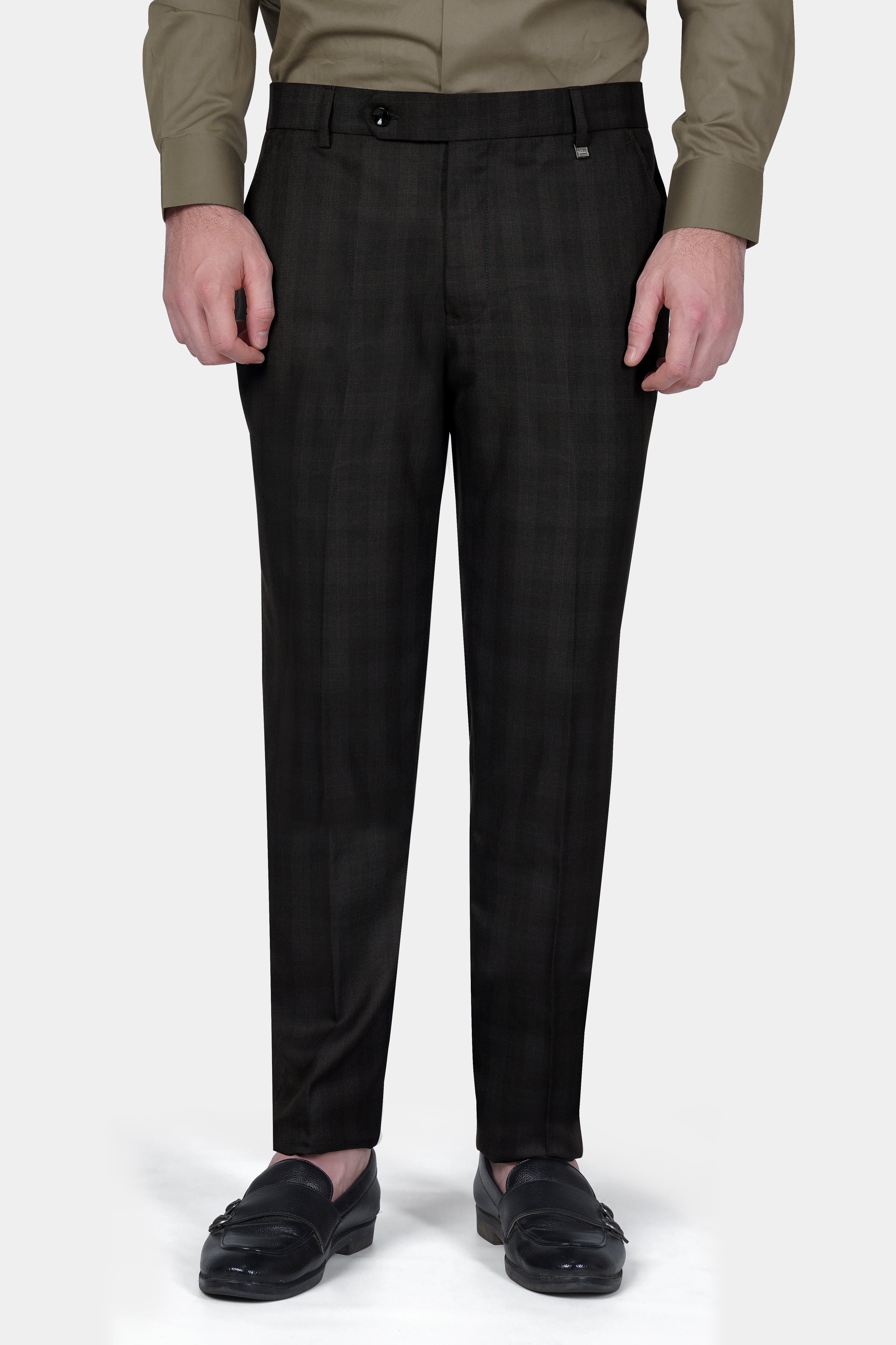 Onyx Black Checks-Plaid Premium Wool Blend Double Breasted Suit
