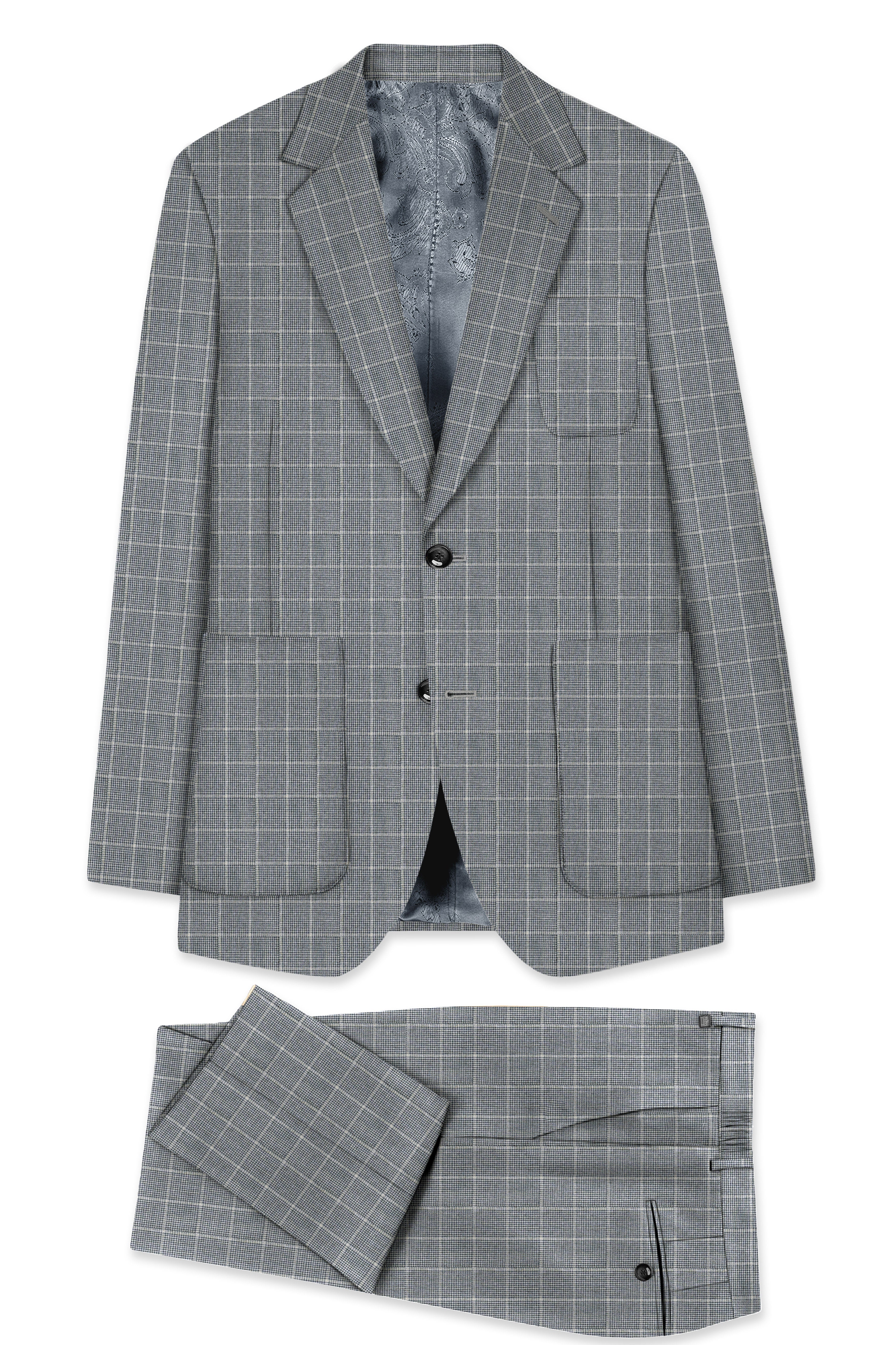 Boulder Gray Windowpane Wool Rich Sports Suit