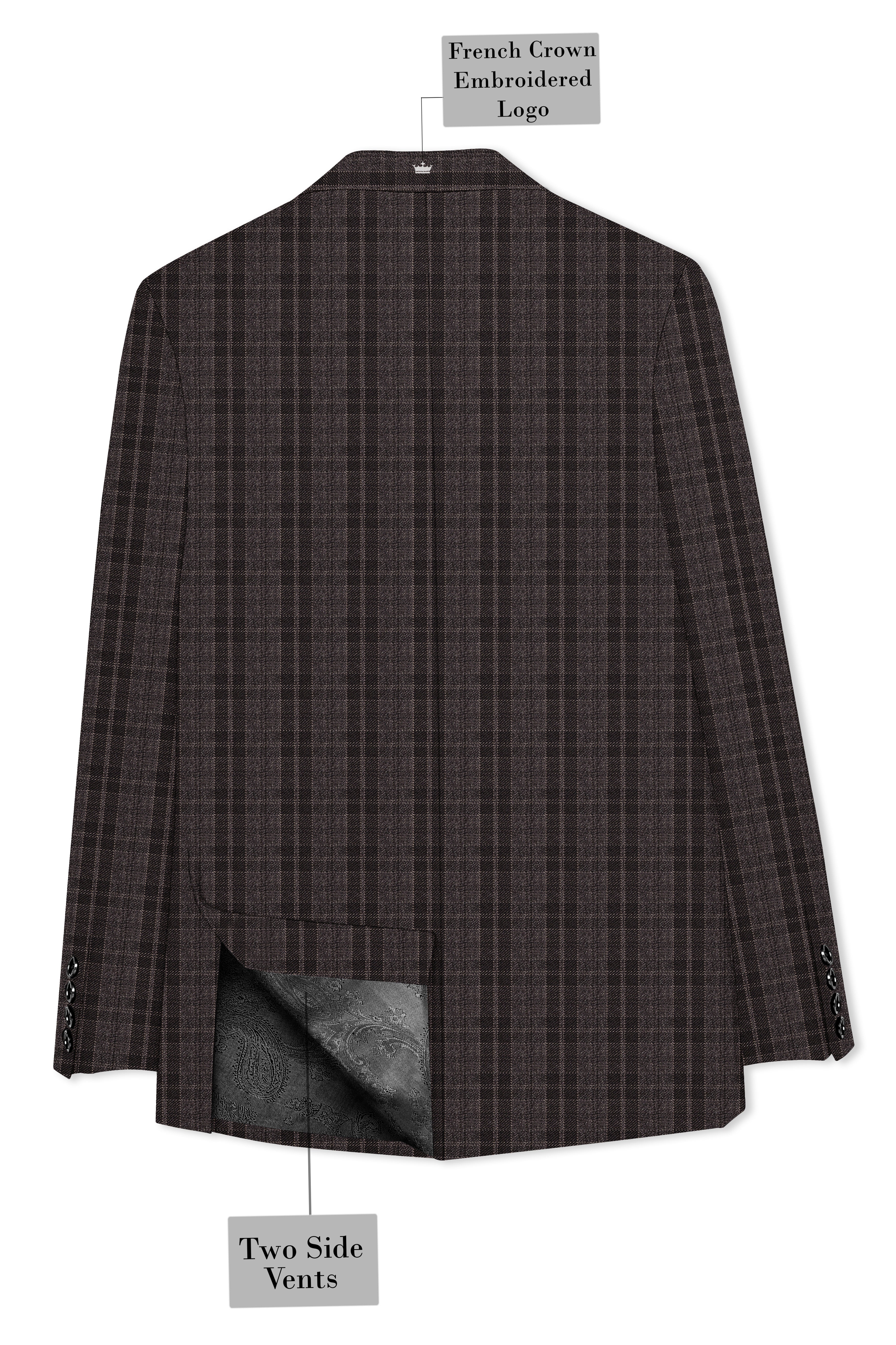Thunder Brown Plaid Tweed Double Breasted Suit