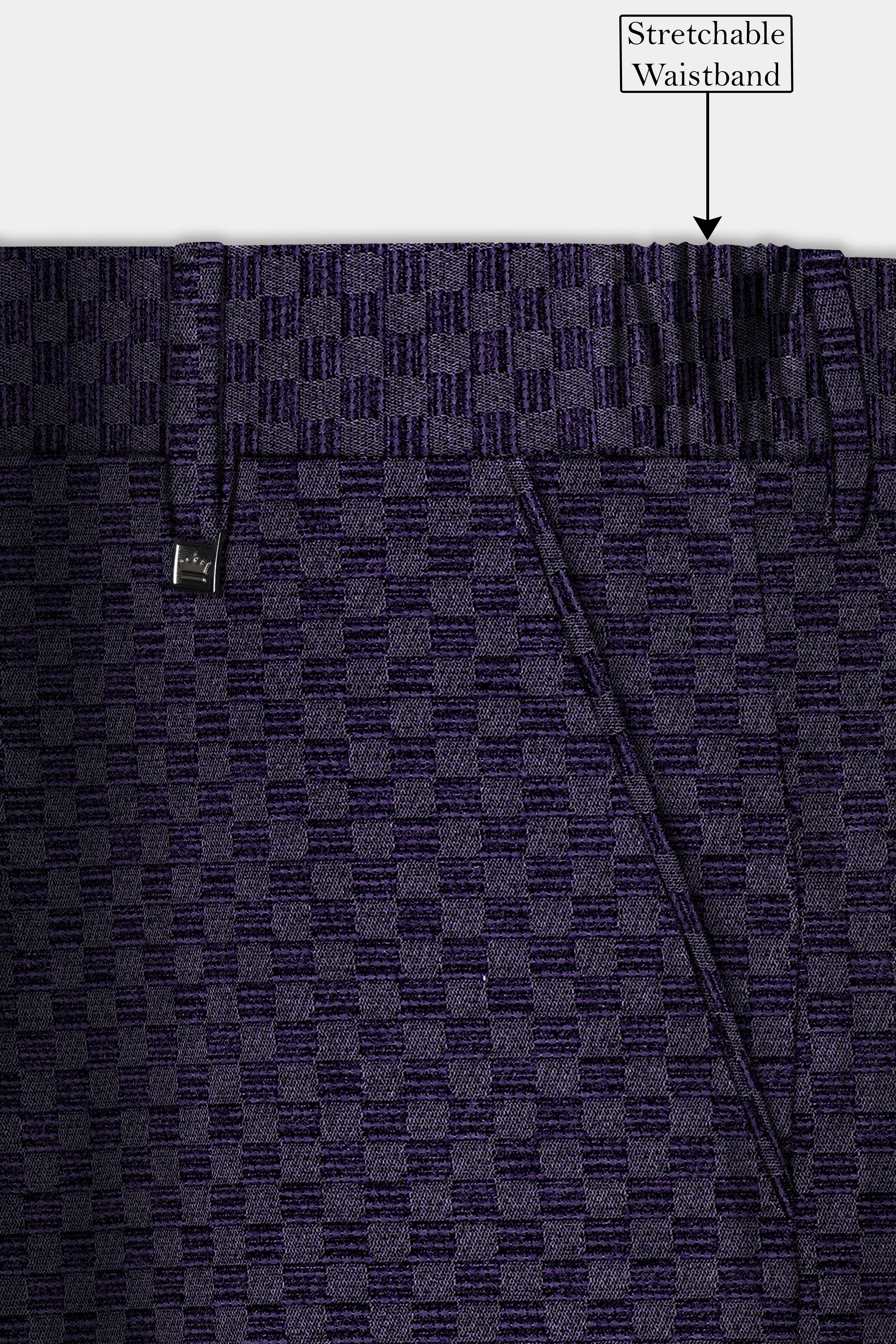 Ebony Purple Checkerboard Jacquard Textured Designer Suit