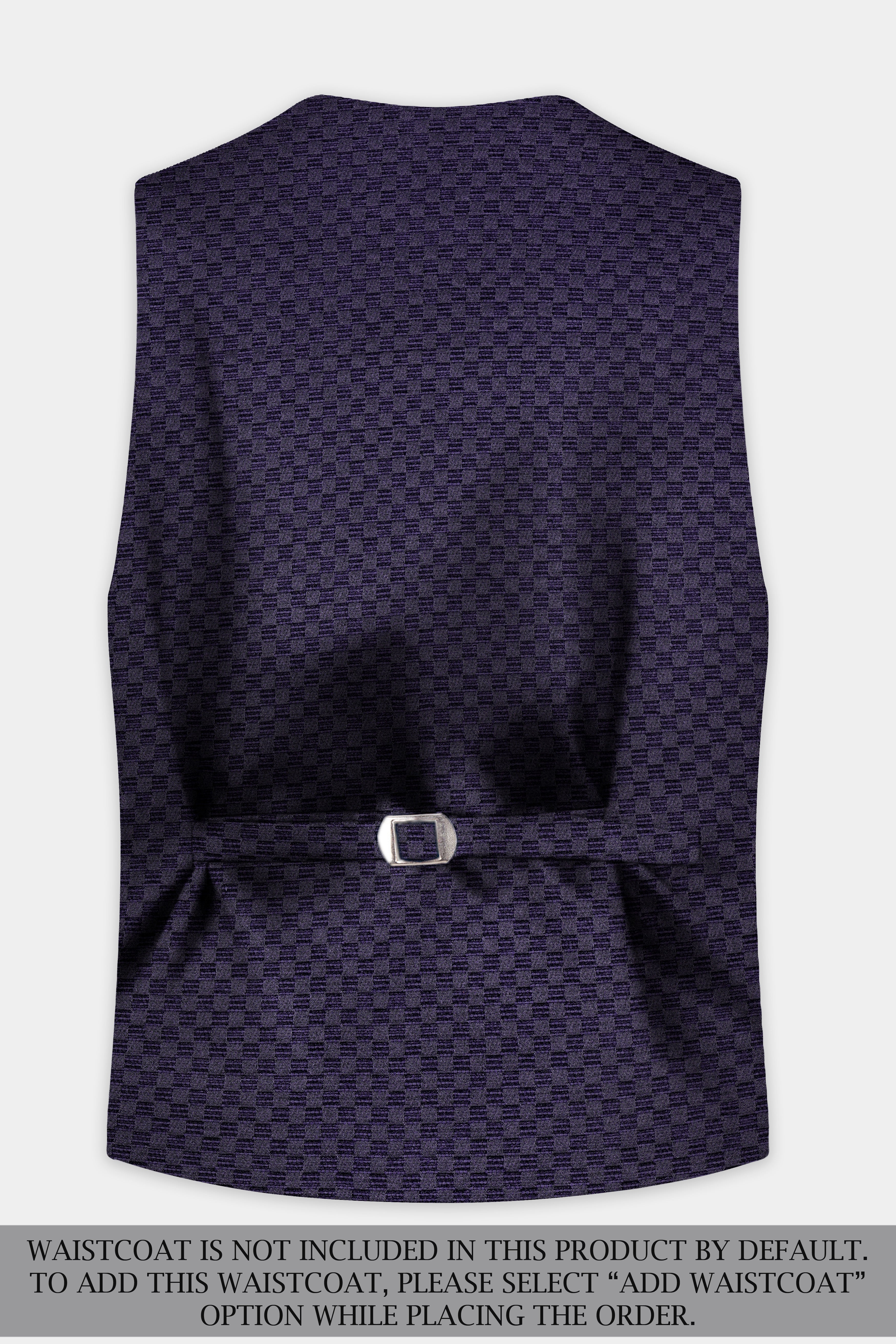 Ebony Purple Checkerboard Jacquard Textured Designer Suit