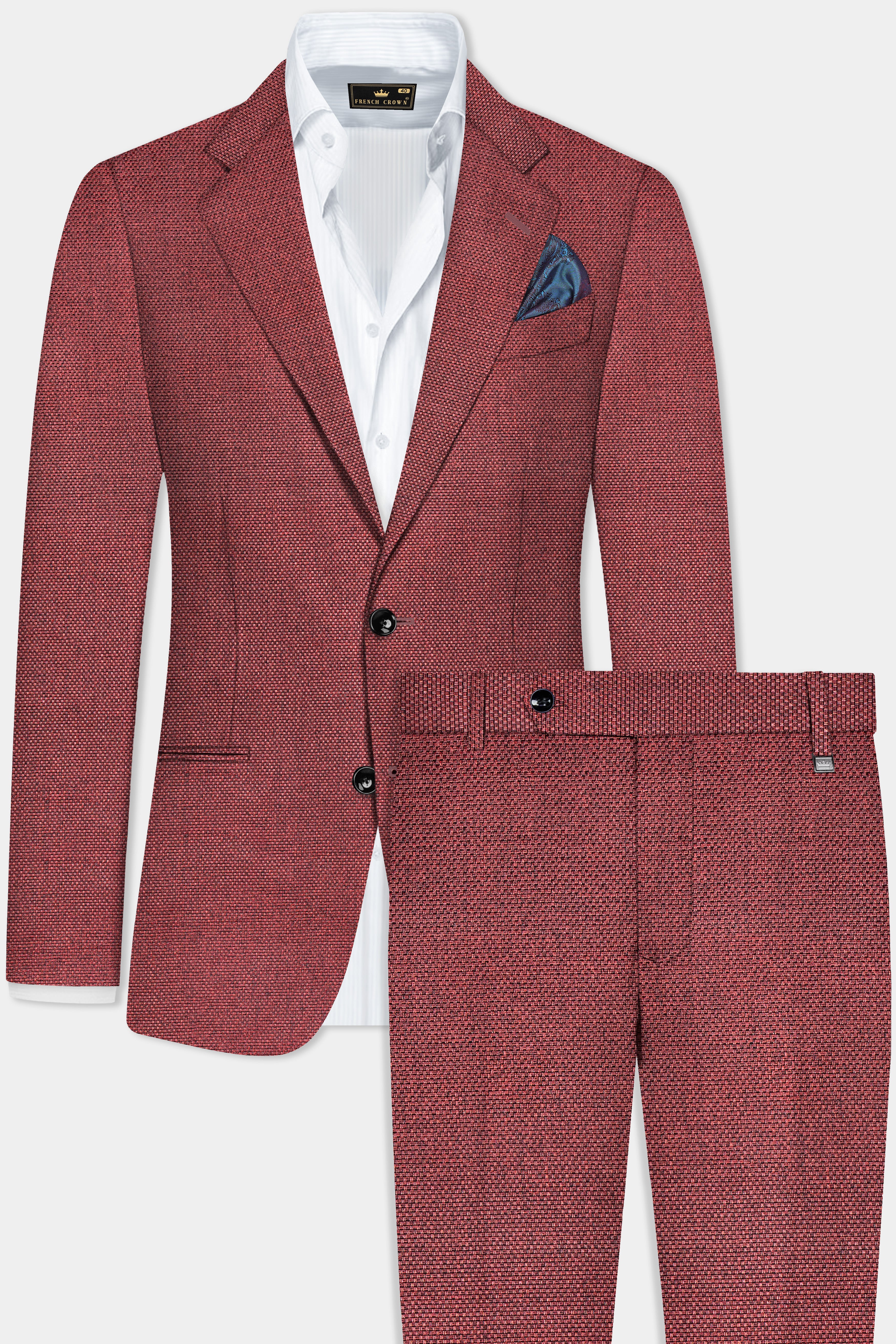 Merlot Red Single Breasted Designer Suit