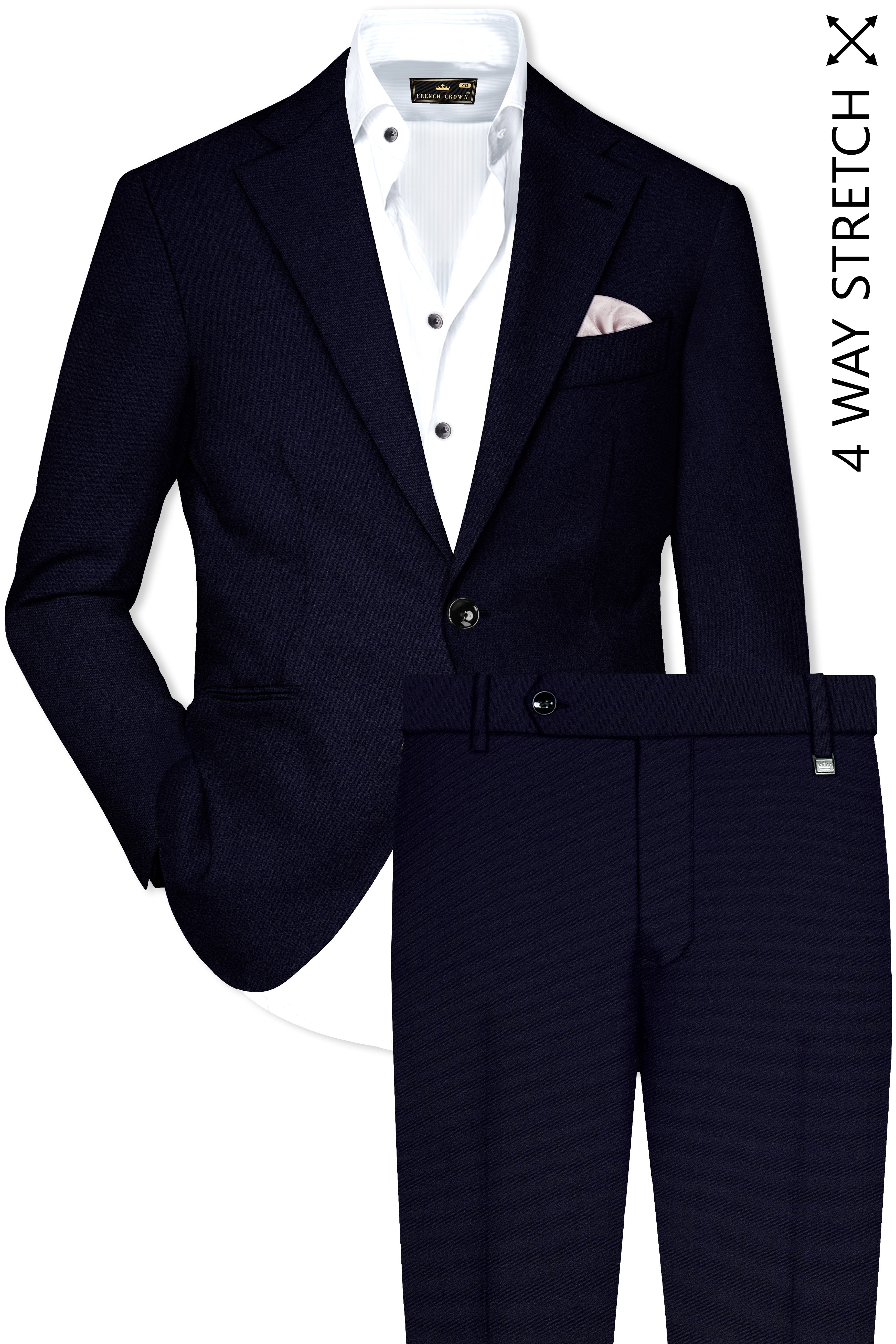 Vistaro-Korean Blue (The Best Blue We Have) 4-Way Stretch Wrinkle-Free Wool Rich Slight Stretch Suit