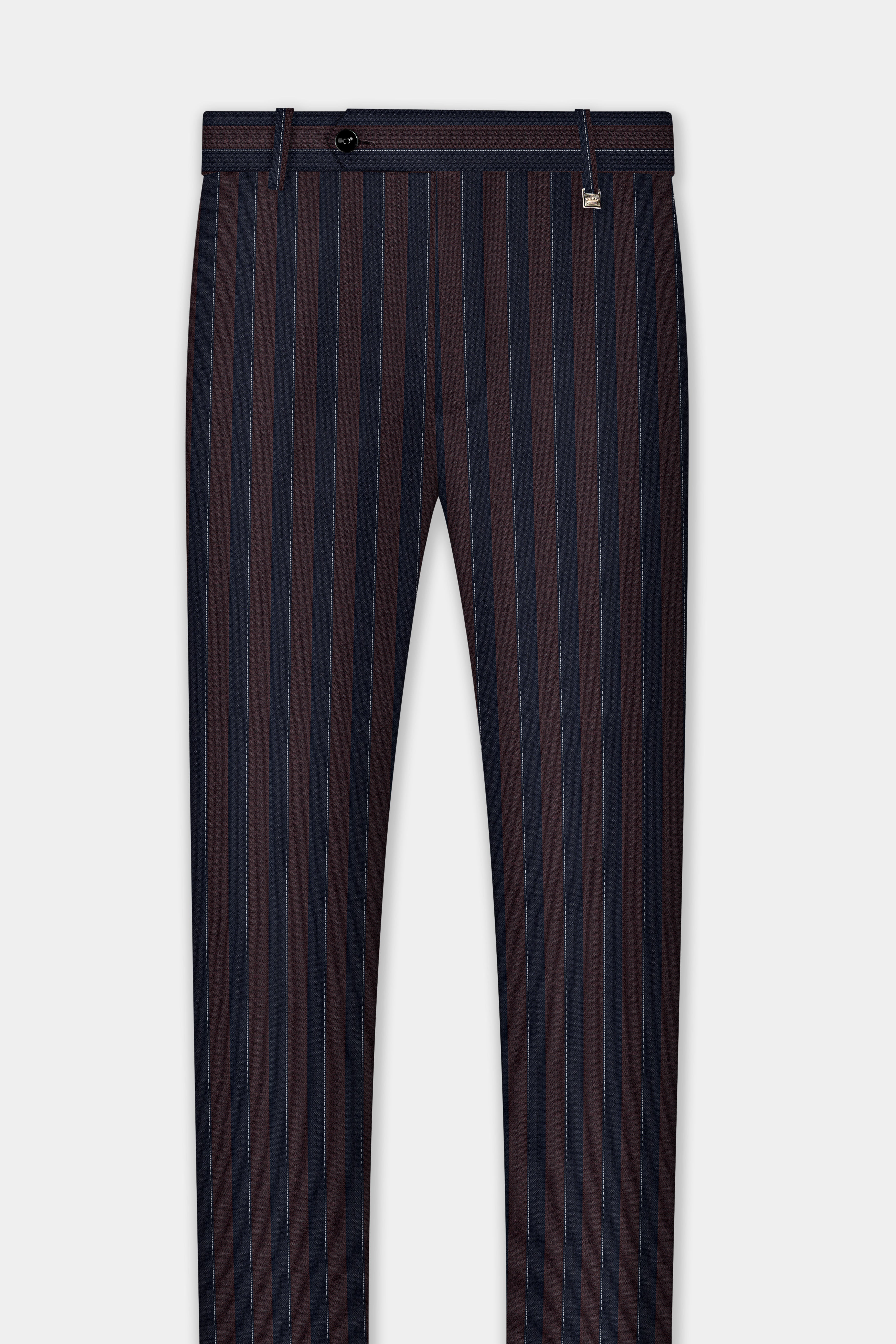 Bistre Brown and Admiral Blue Striped Wool Rich Suit