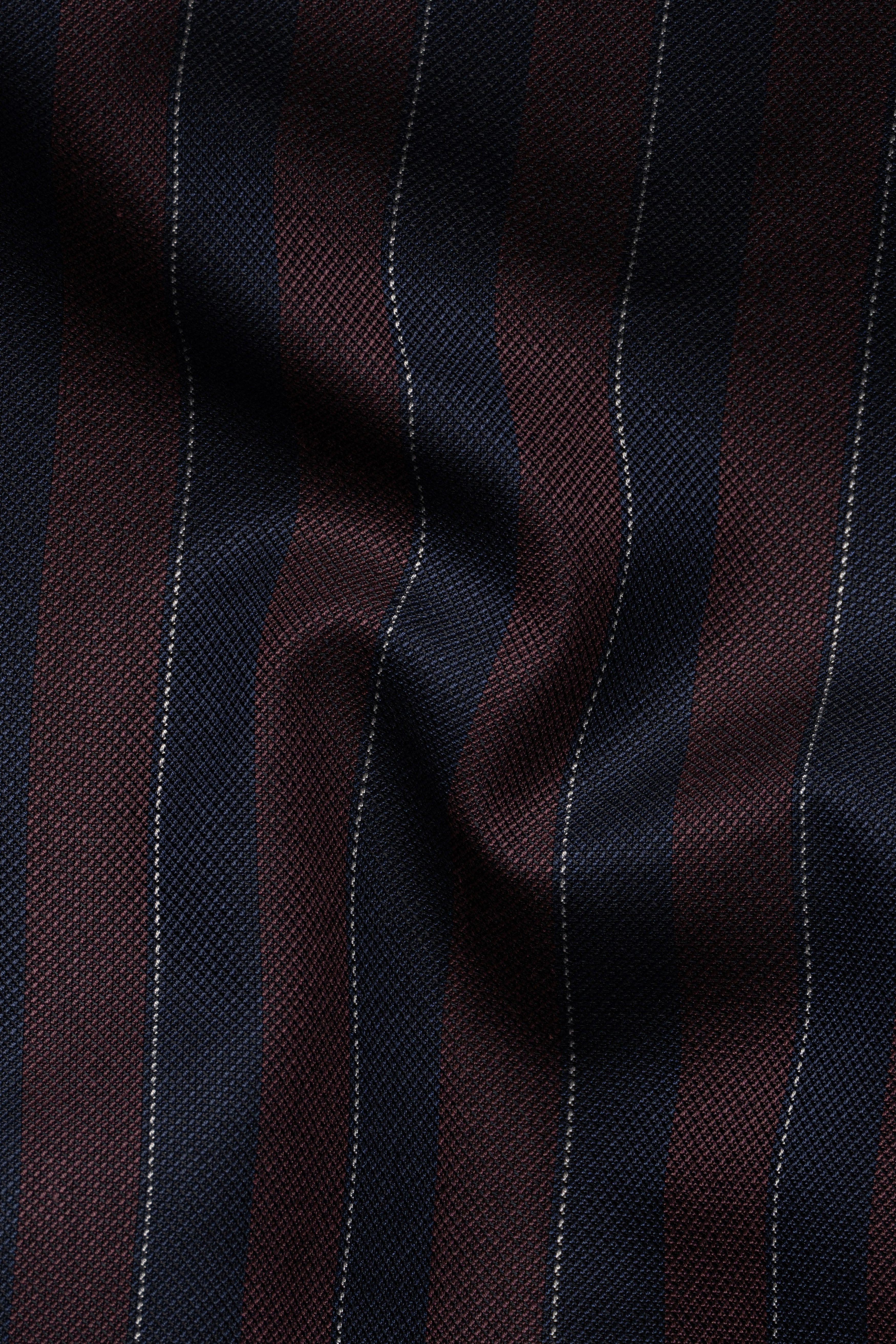 Bistre Brown and Admiral Blue Striped Wool Rich Suit