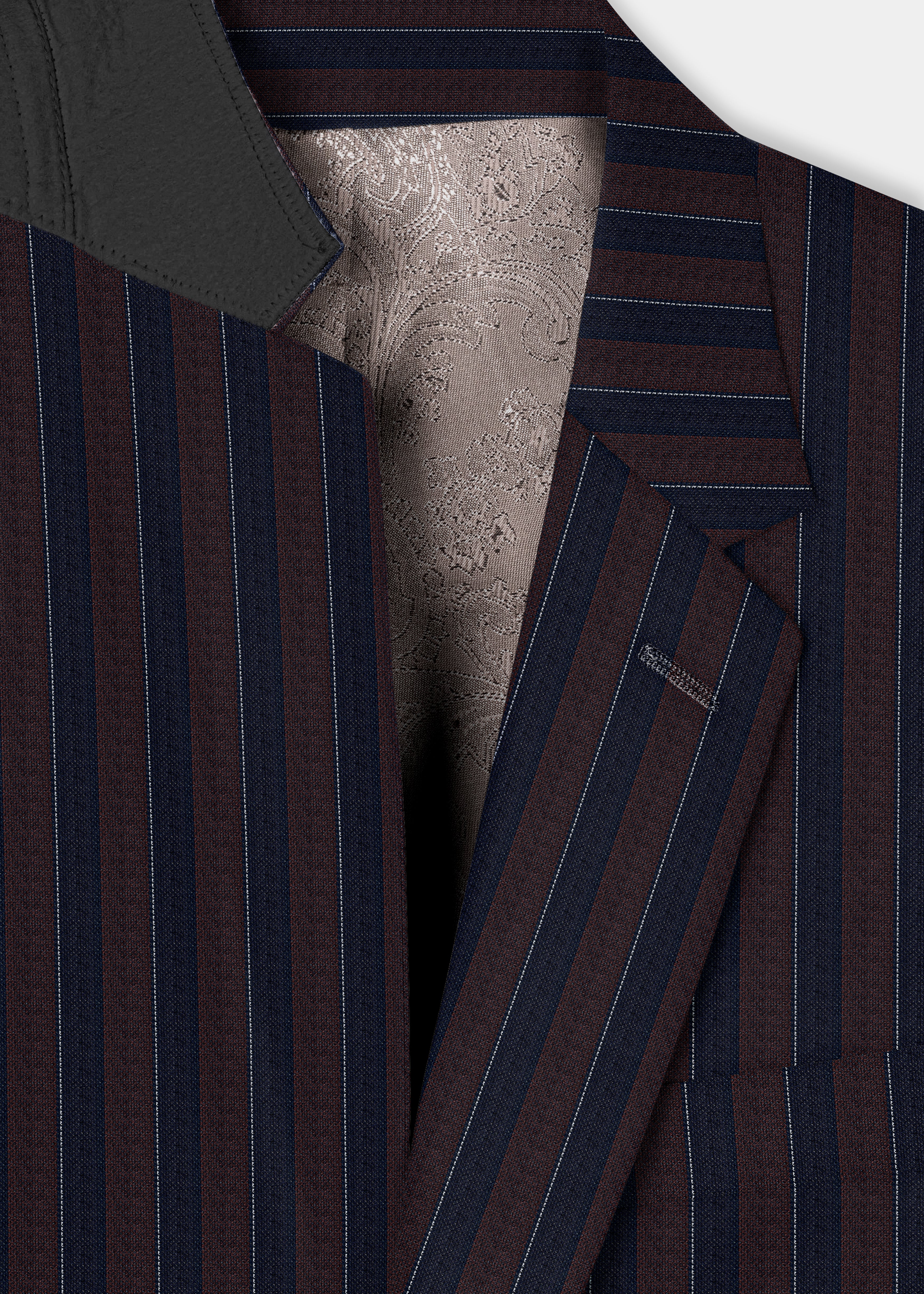 Bistre Brown and Admiral Blue Striped Wool Rich Suit