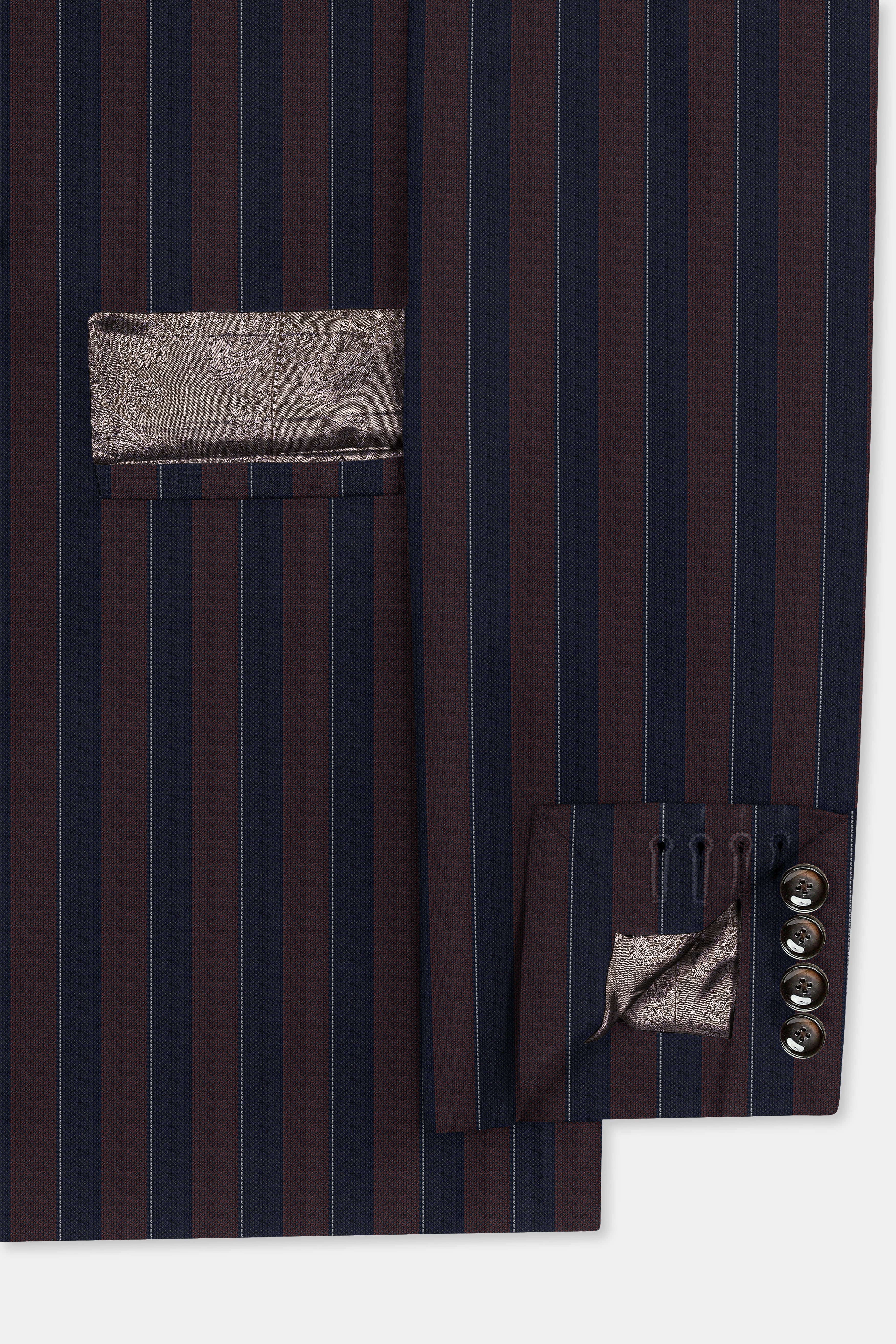 Bistre Brown and Admiral Blue Striped Wool Rich Suit