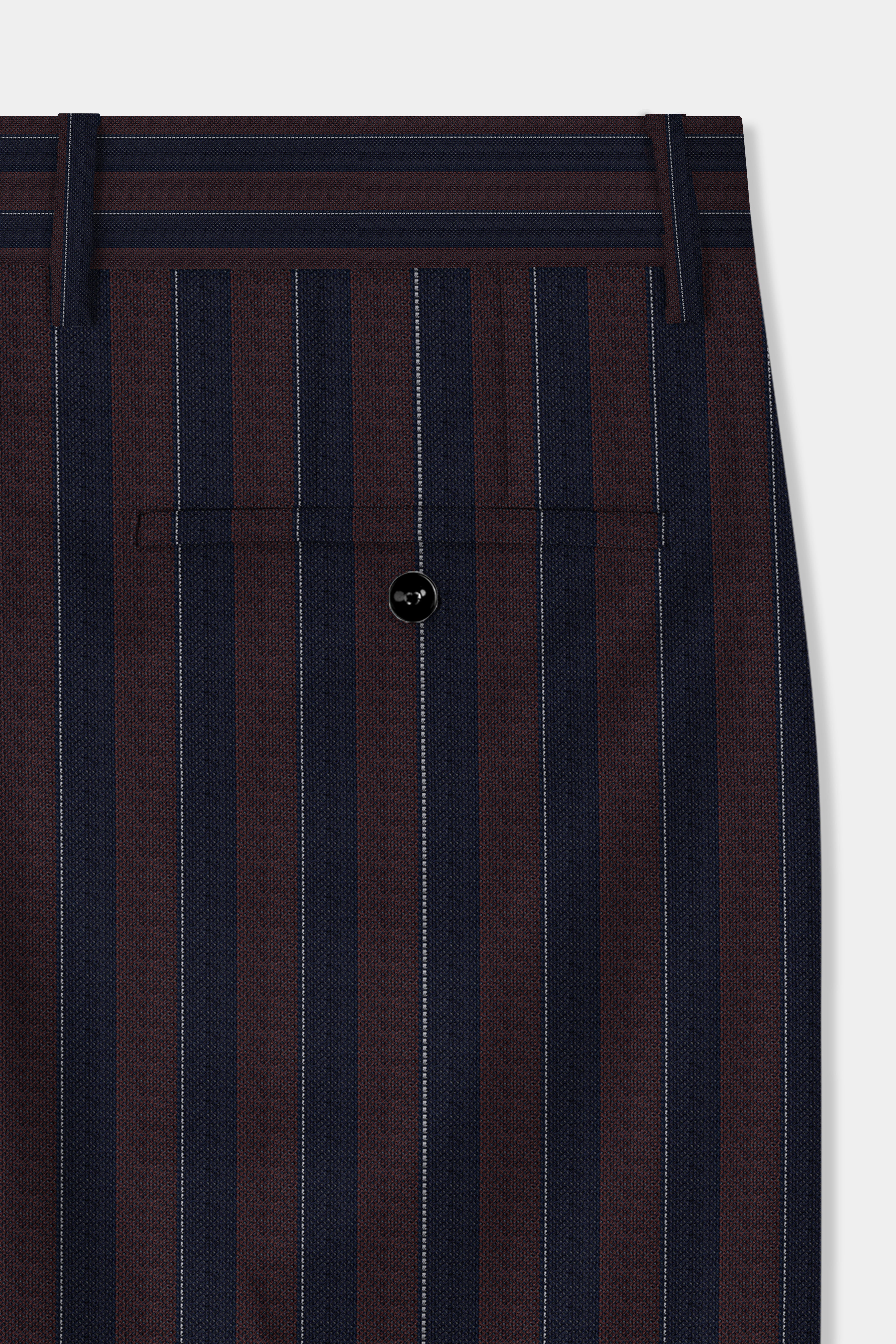 Bistre Brown and Admiral Blue Striped Wool Rich Suit