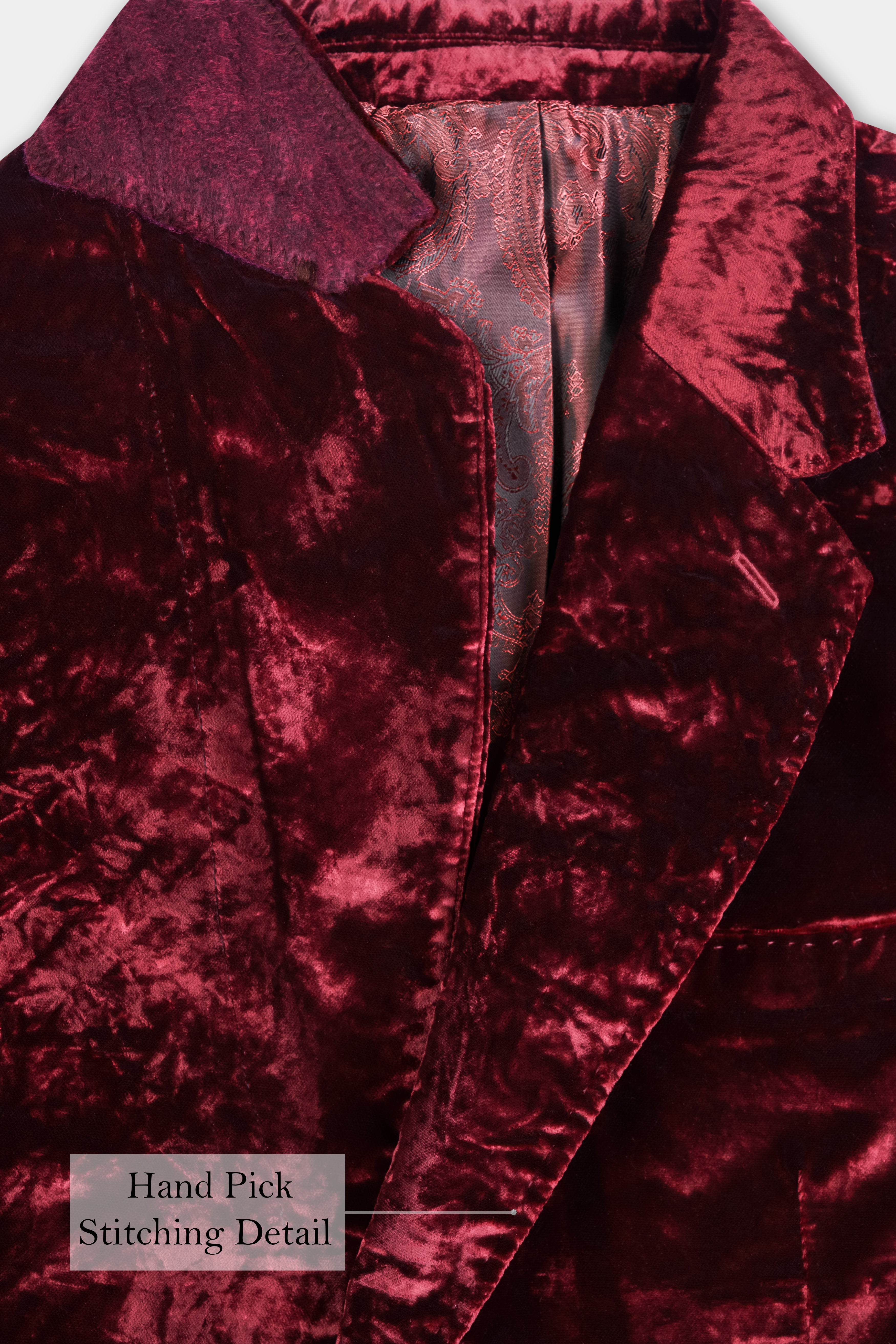 Bulgarian Maroon Crushed Velvet Suit