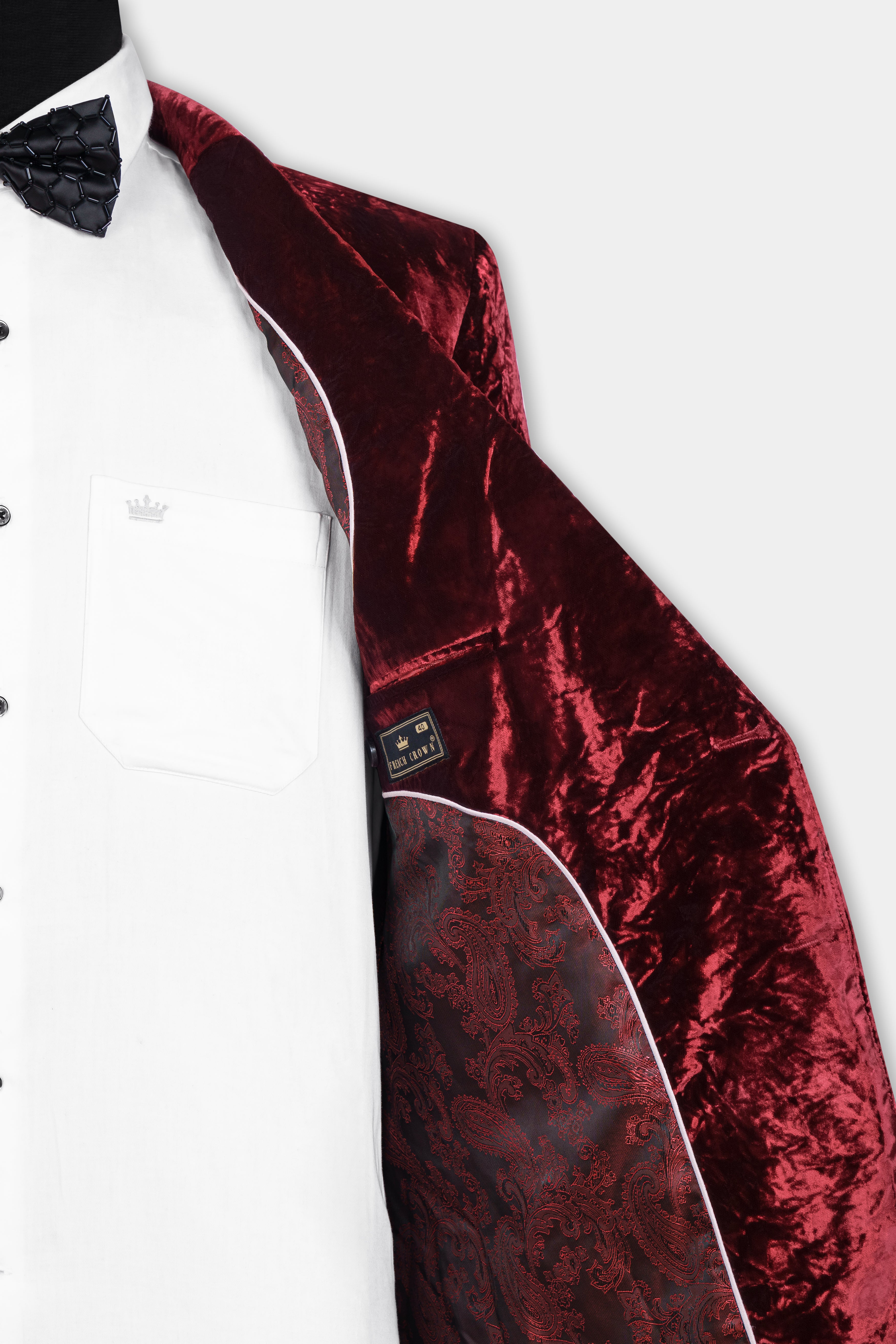 Bulgarian Maroon Crushed Velvet Suit