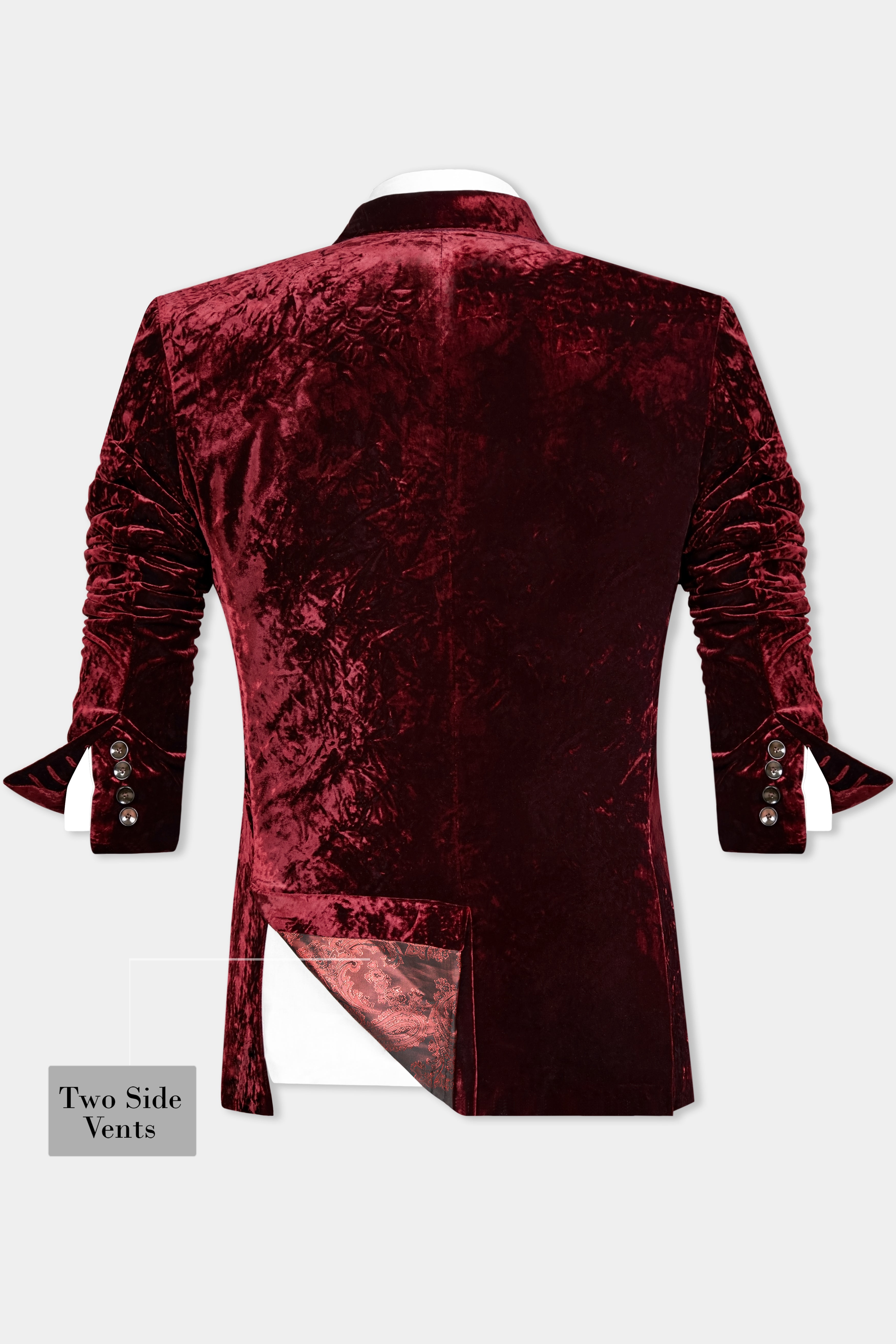 Bulgarian Maroon Double Breasted Crushed Velvet Suit