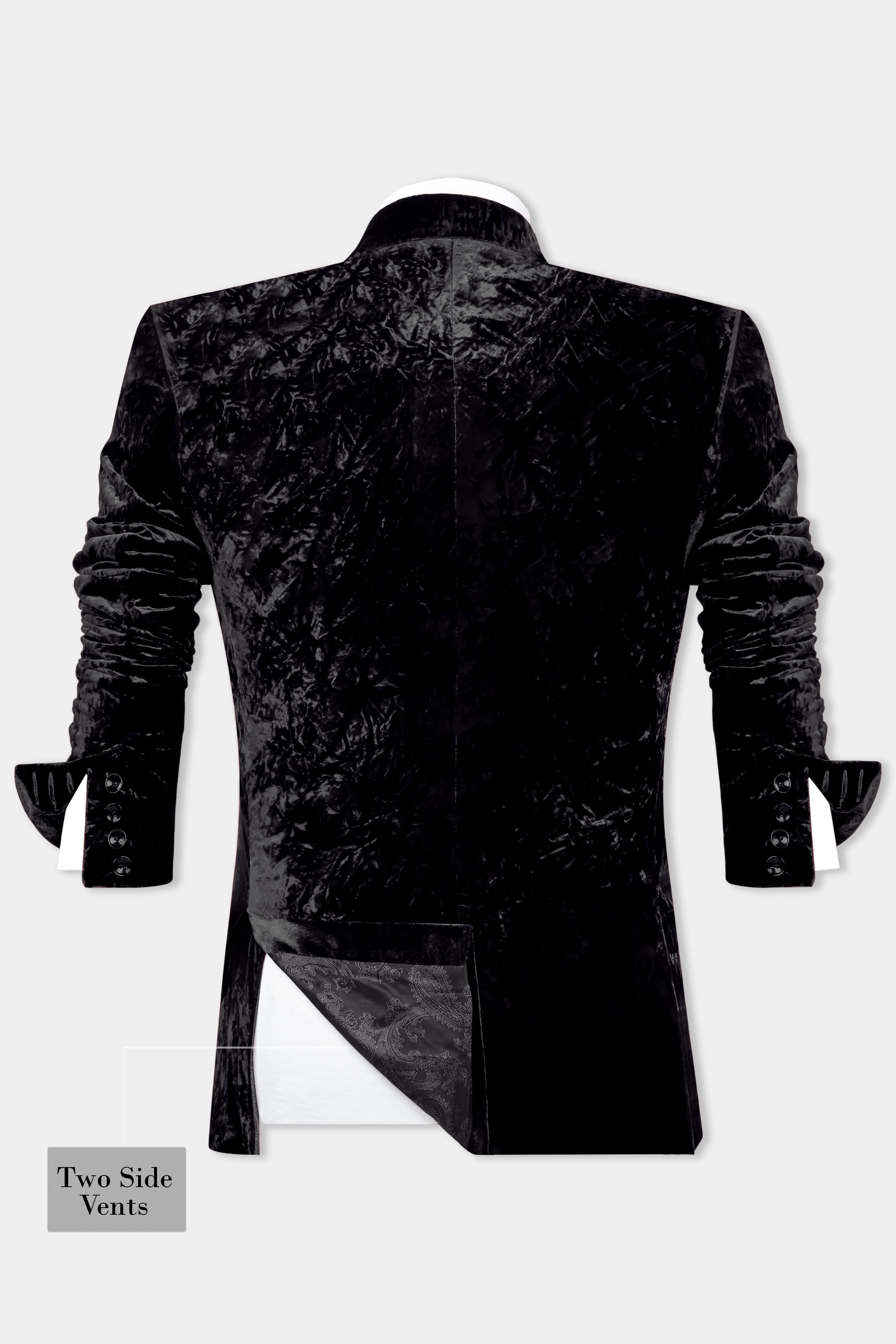 Jade Black Crushed Velvet Suit