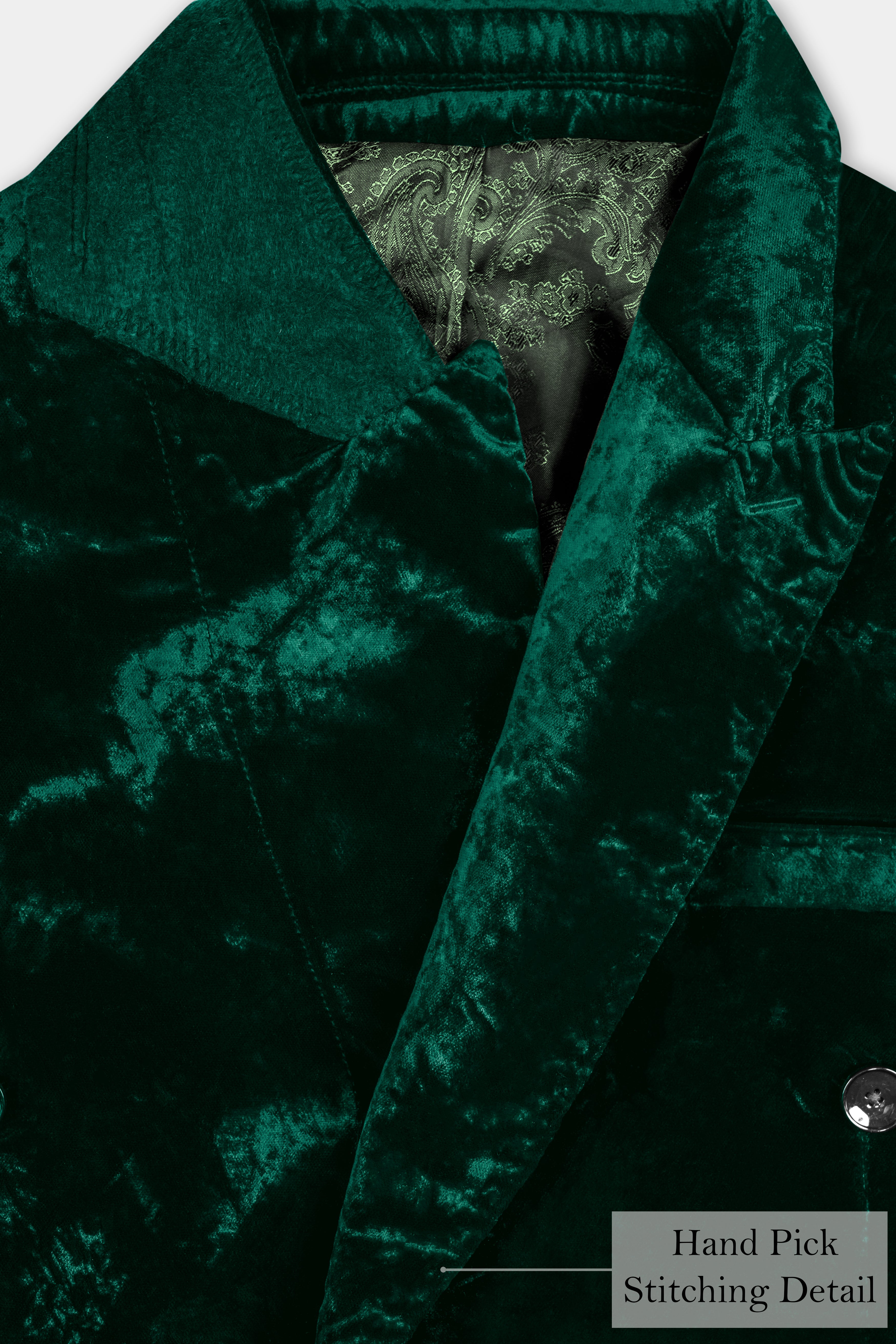 Sacramento Green Double Breasted Crushed Velvet Suit