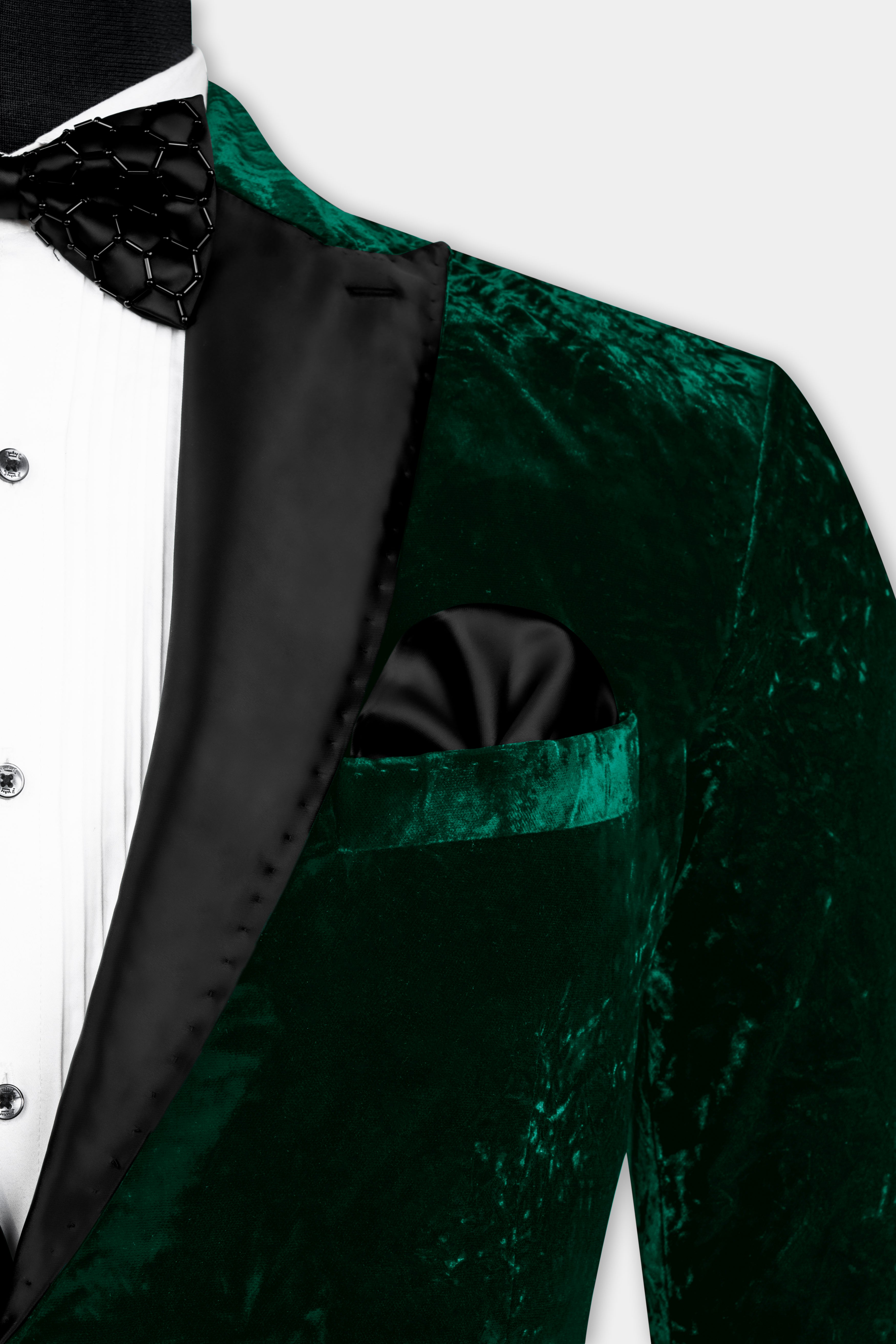 Sacramento Green Crushed Velvet Peak Collar Tuxedo Suit