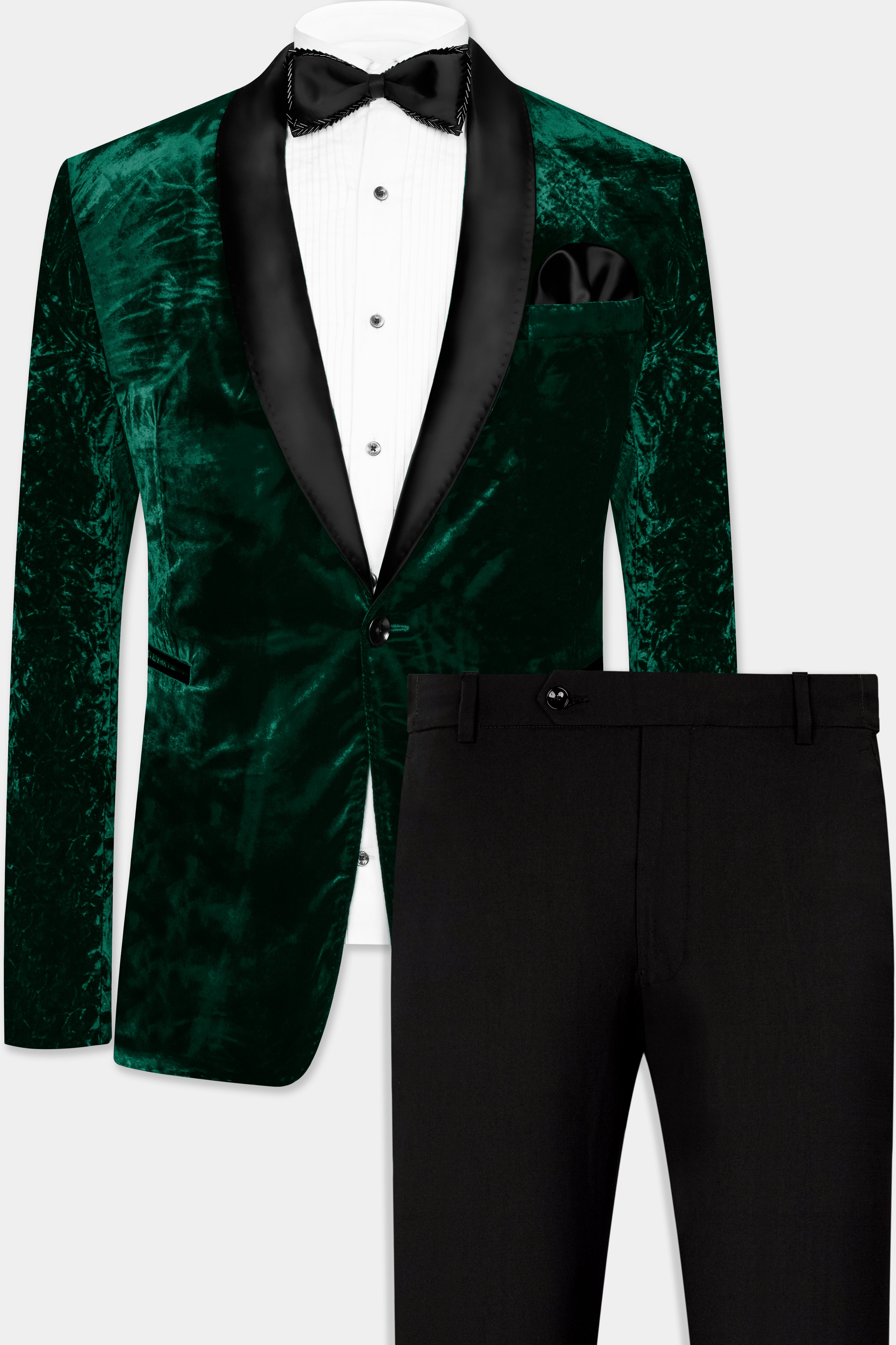 Sacramento Green Crushed Velvet Tuxedo Suit