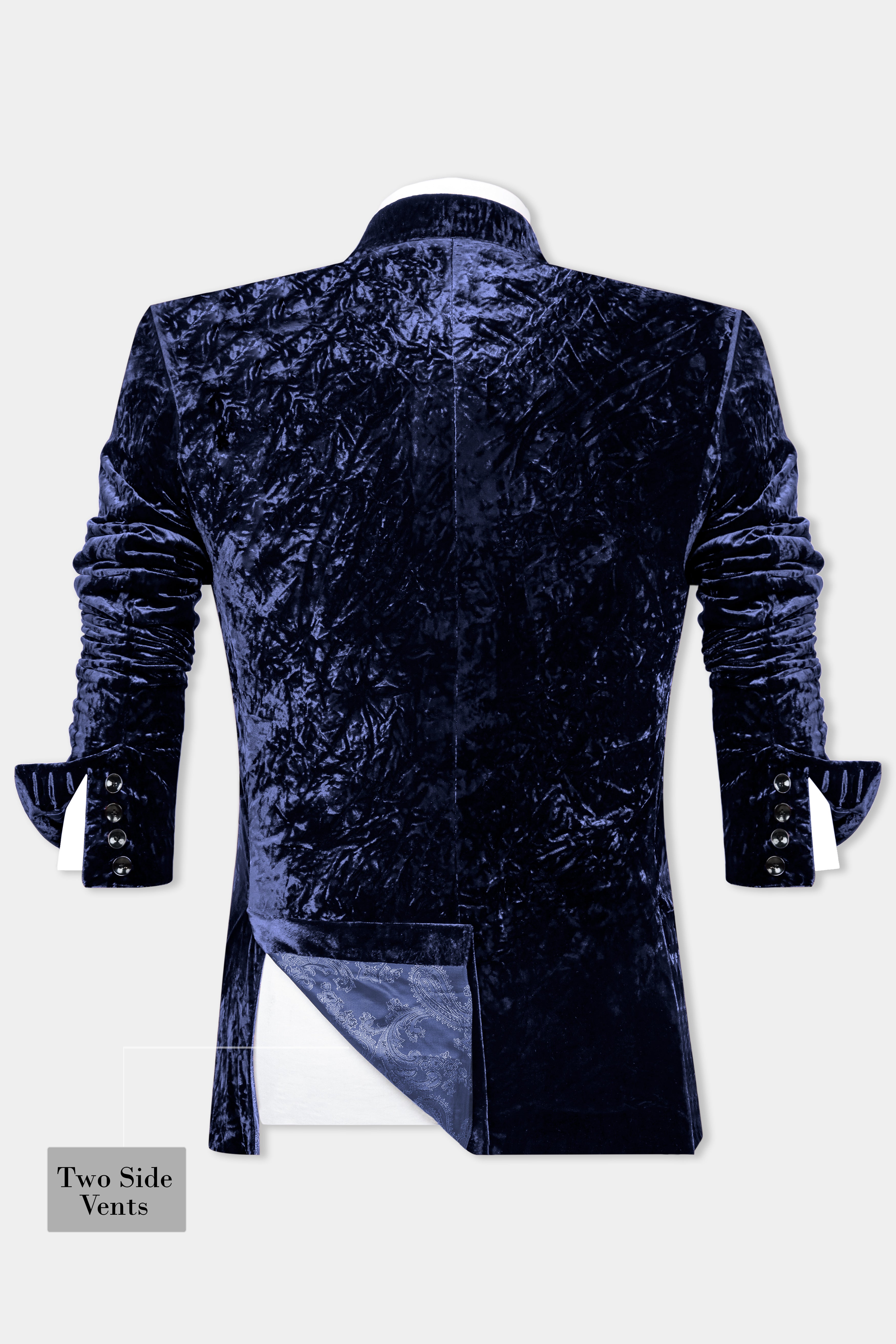 Ebony Blue Crushed Velvet Suit