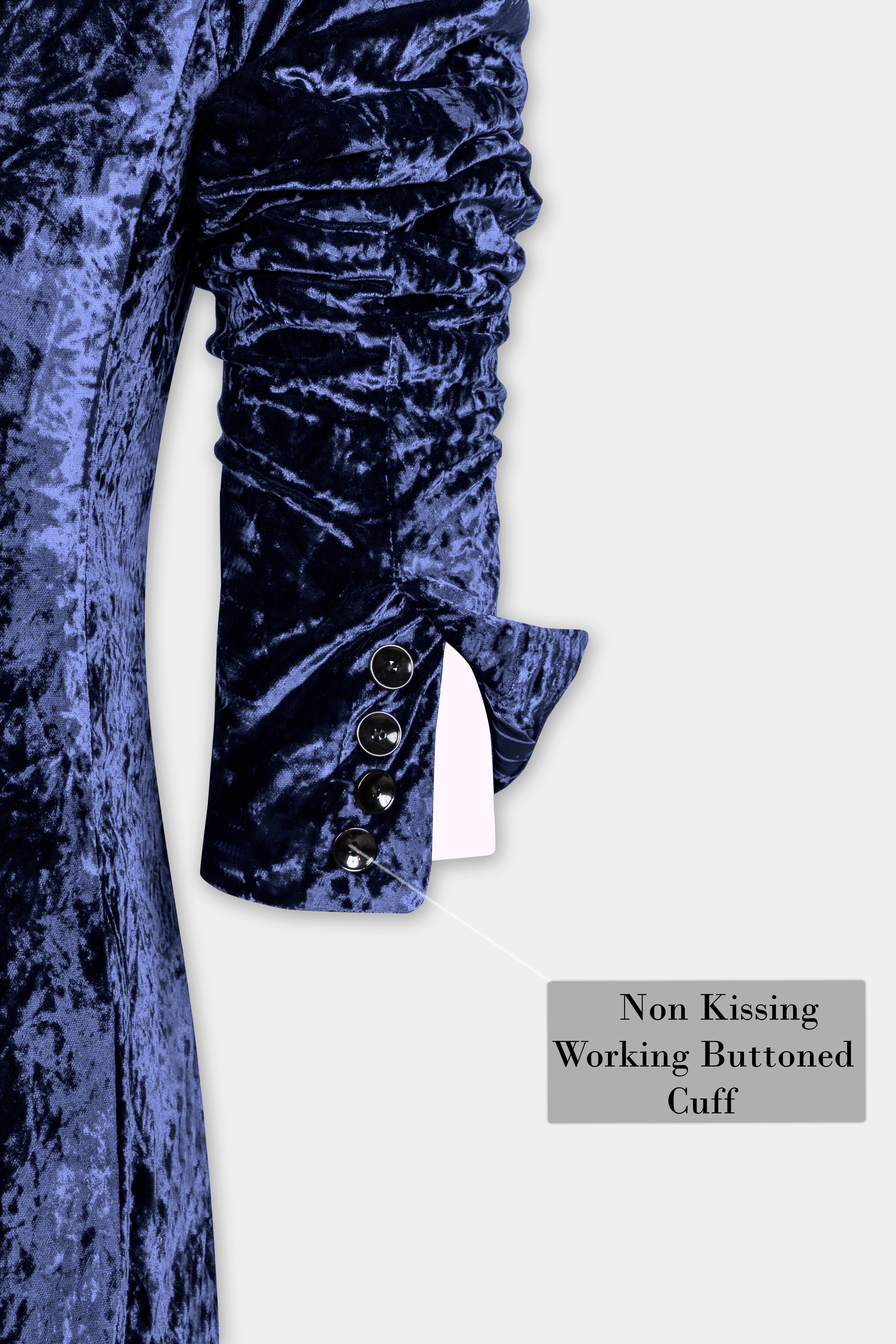 Ebony Blue Crushed Velvet Suit