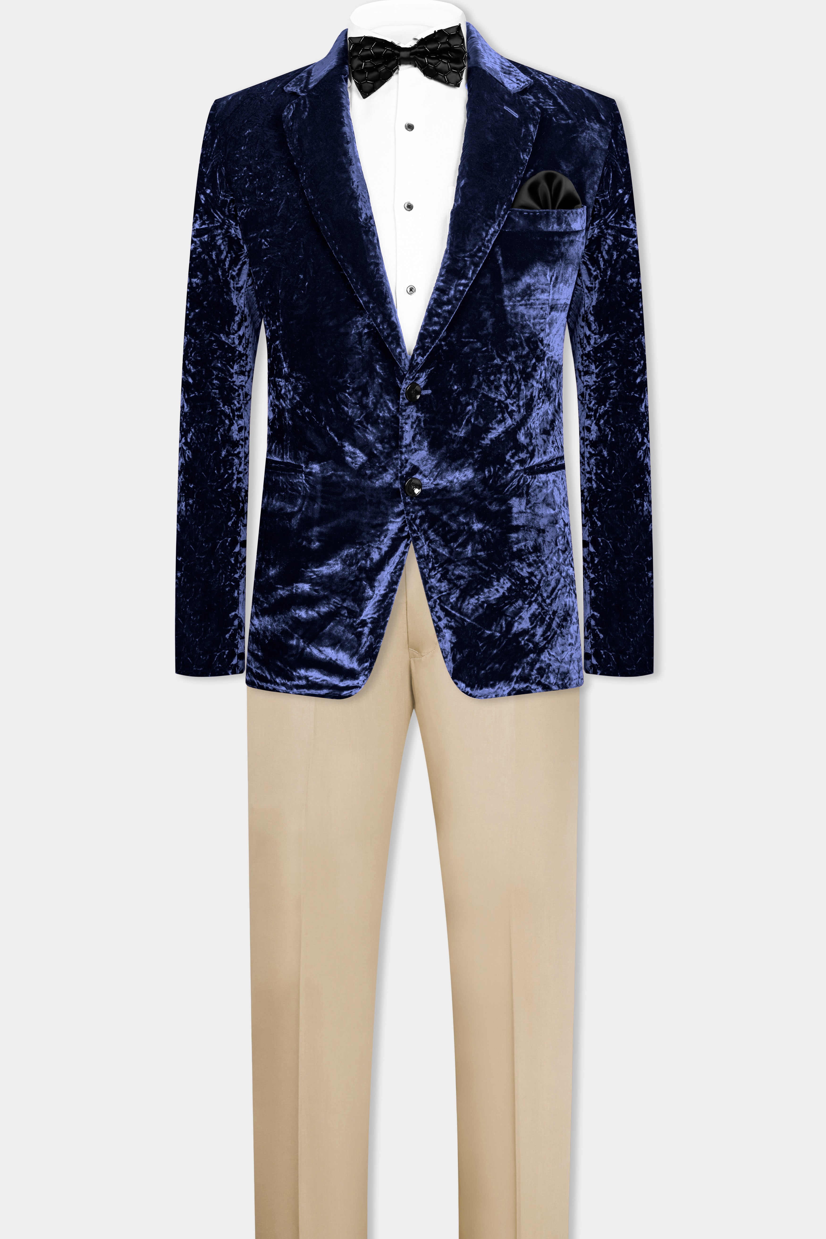 Ebony Blue Crushed Velvet Suit