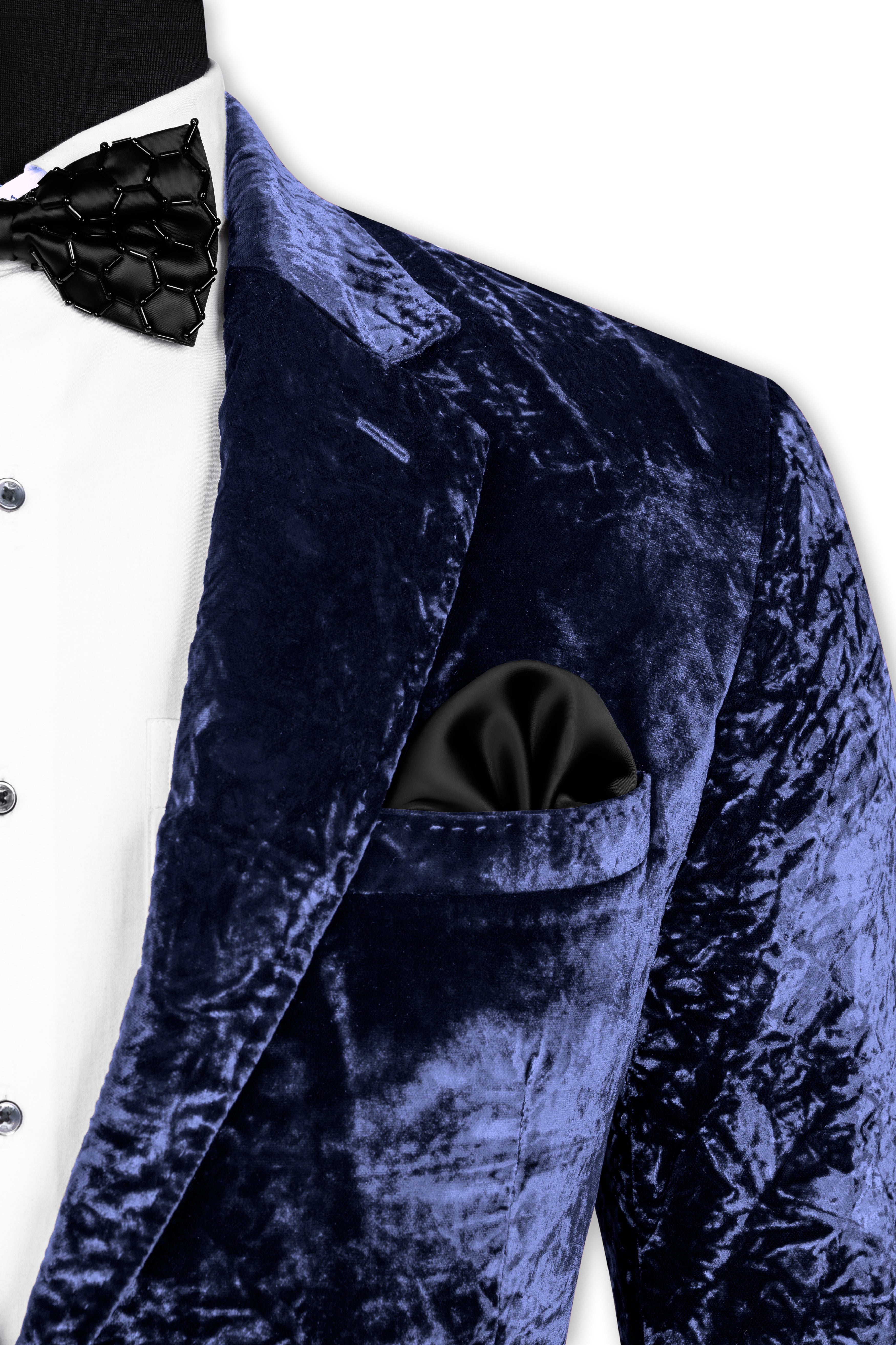 Ebony Blue Crushed Velvet Suit