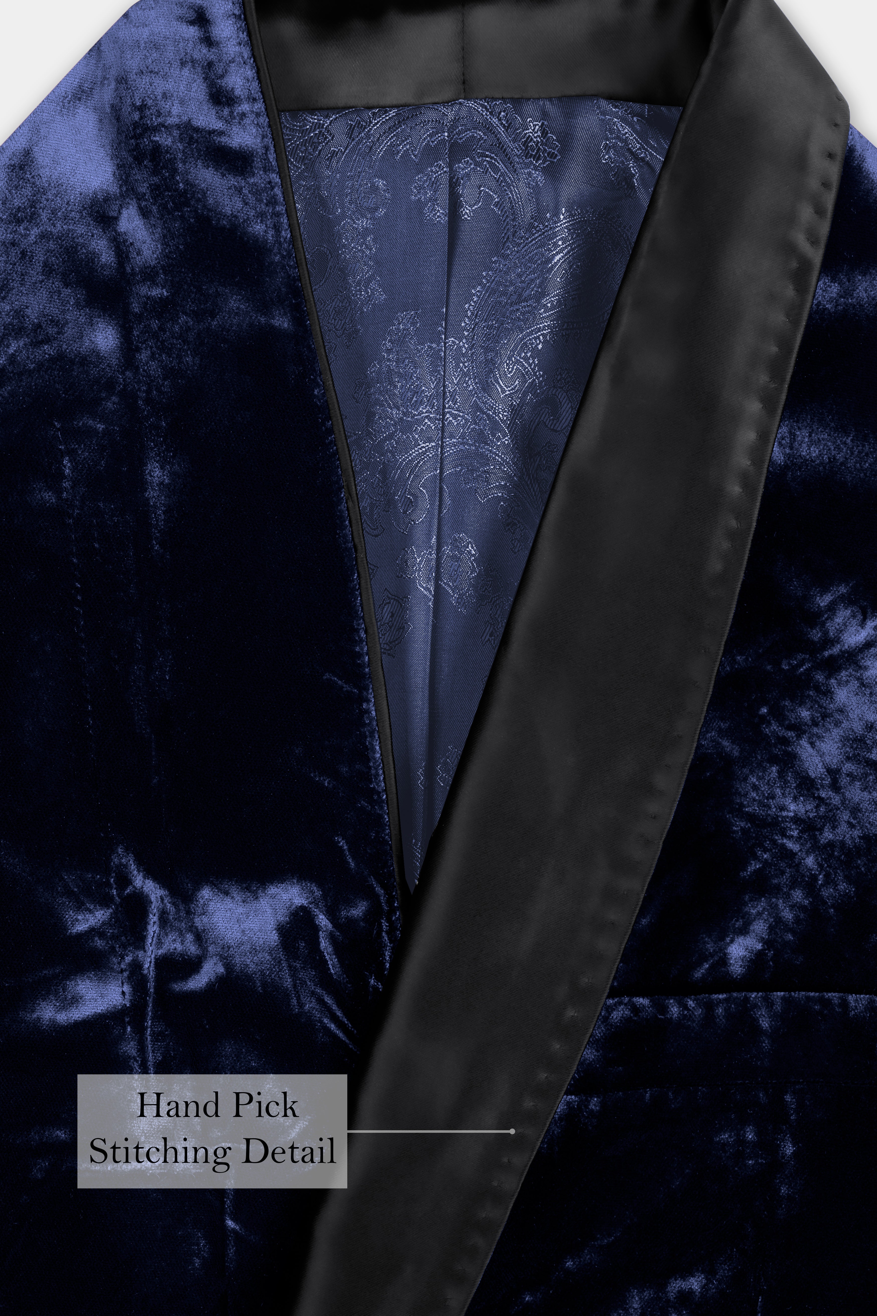 Ebony Blue Crushed Velvet Tuxedo Suit