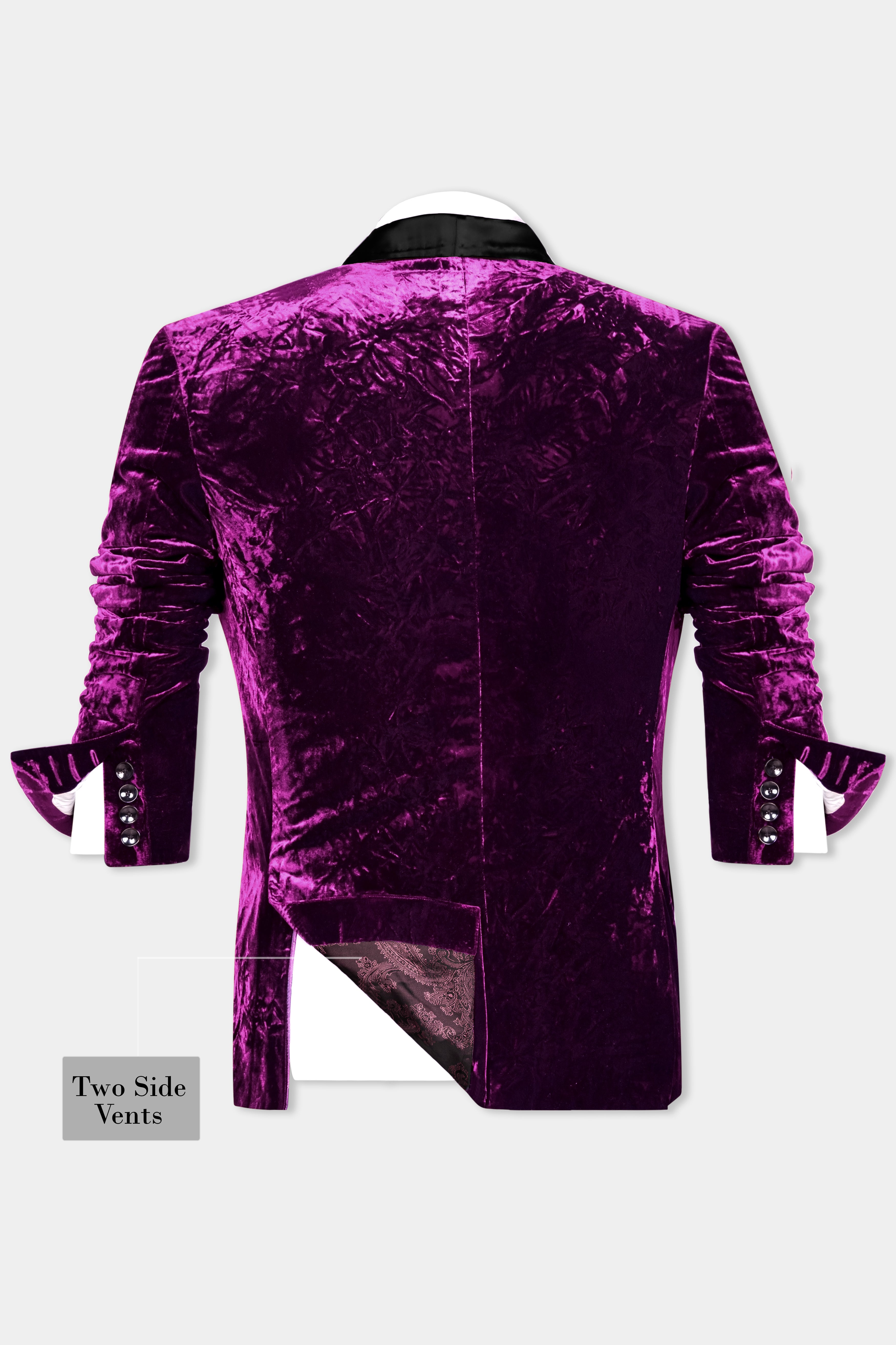 Melanzane Purple Crushed Velvet Tuxedo Suit