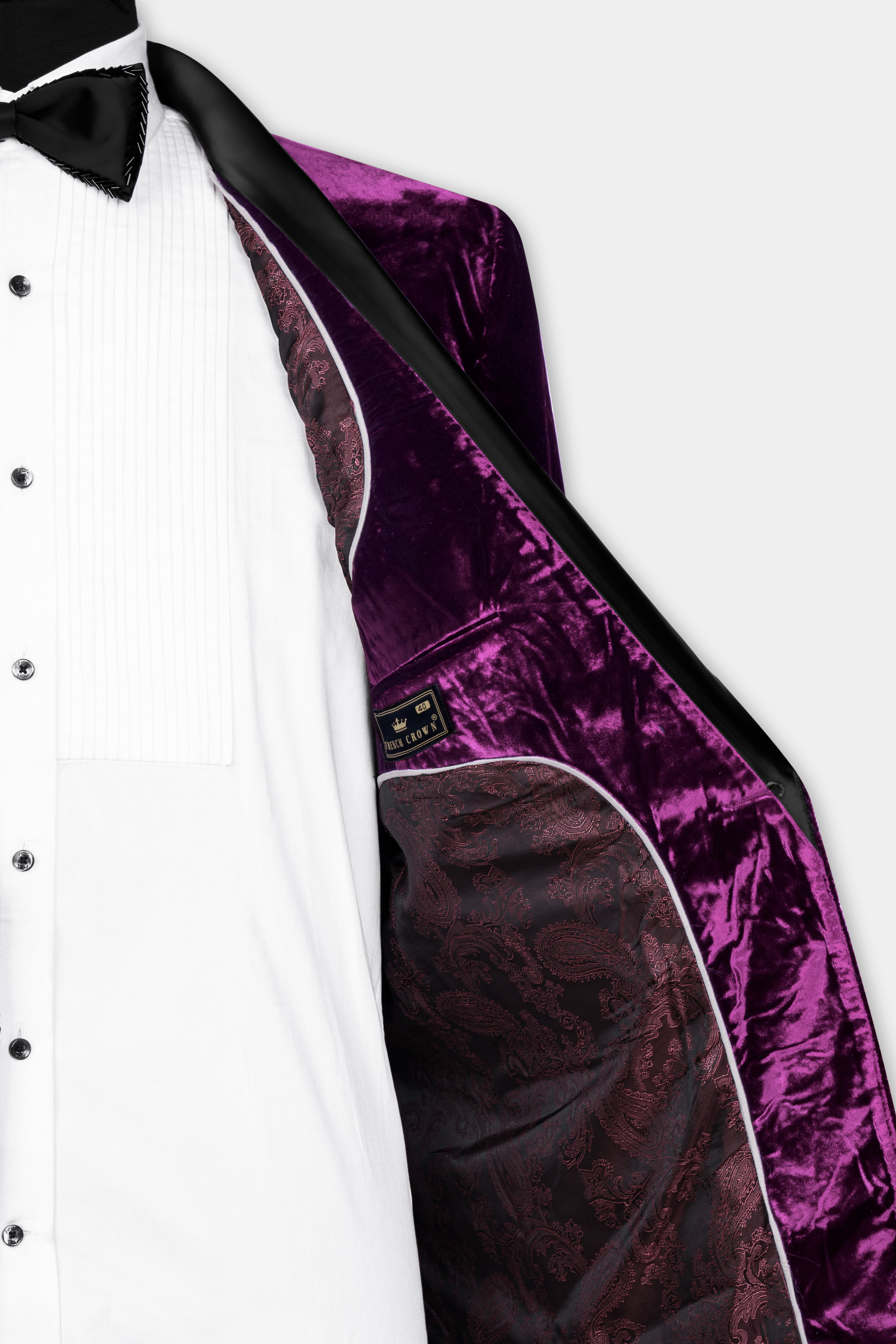 Melanzane Purple Crushed Velvet Tuxedo Suit