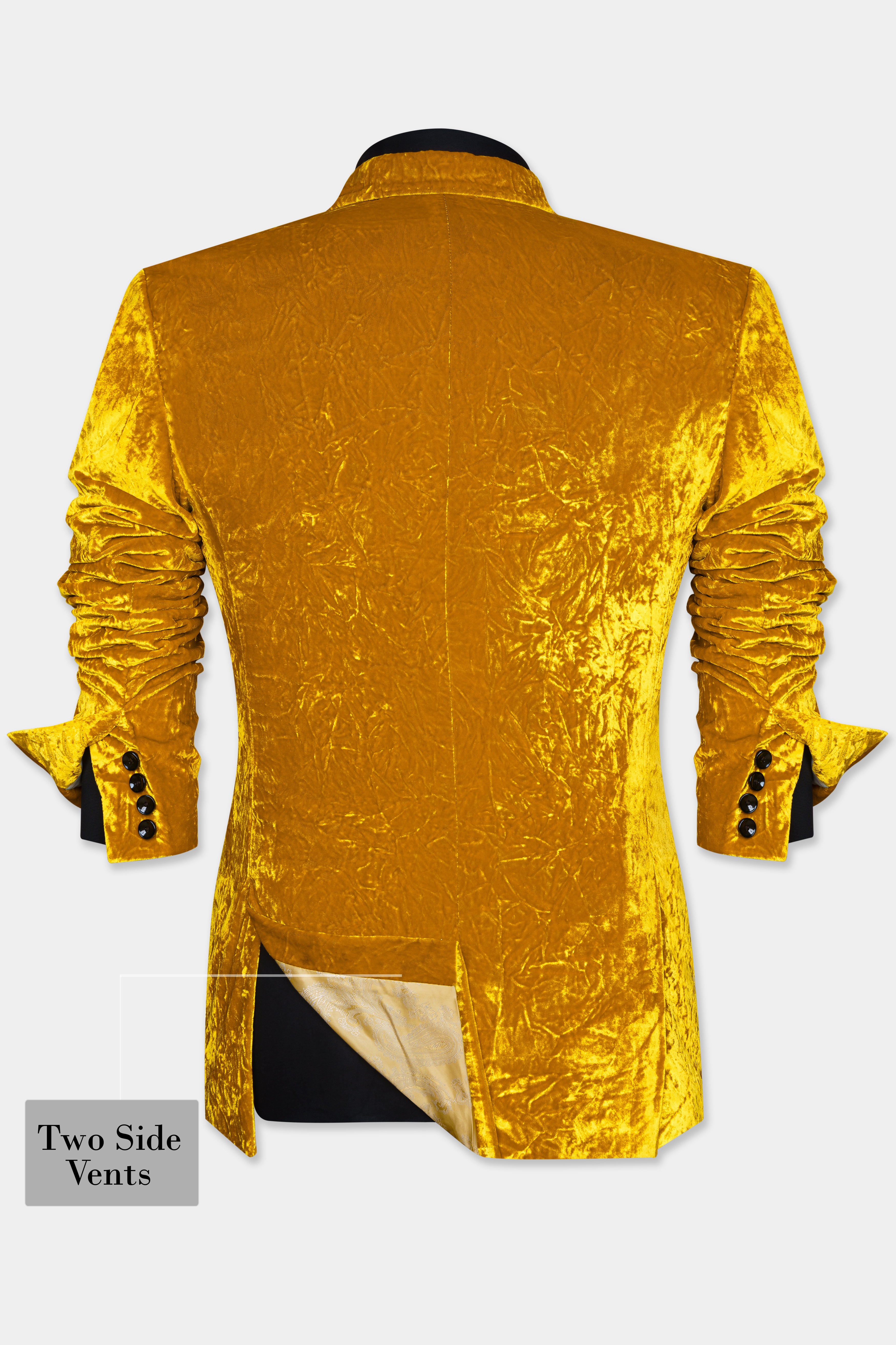 Gamboge Yellow Crushed Velvet Suit