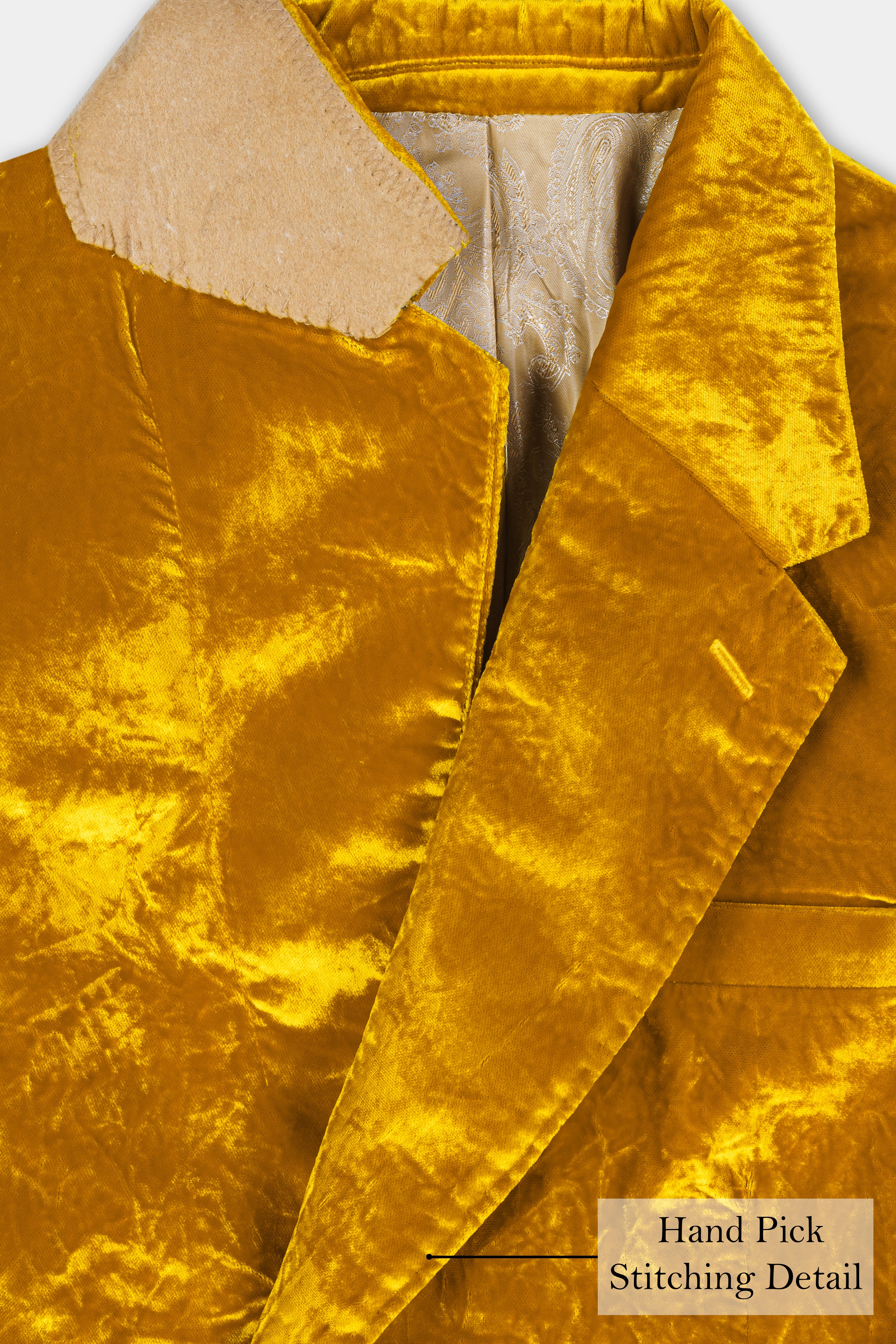 Gamboge Yellow Crushed Velvet Suit