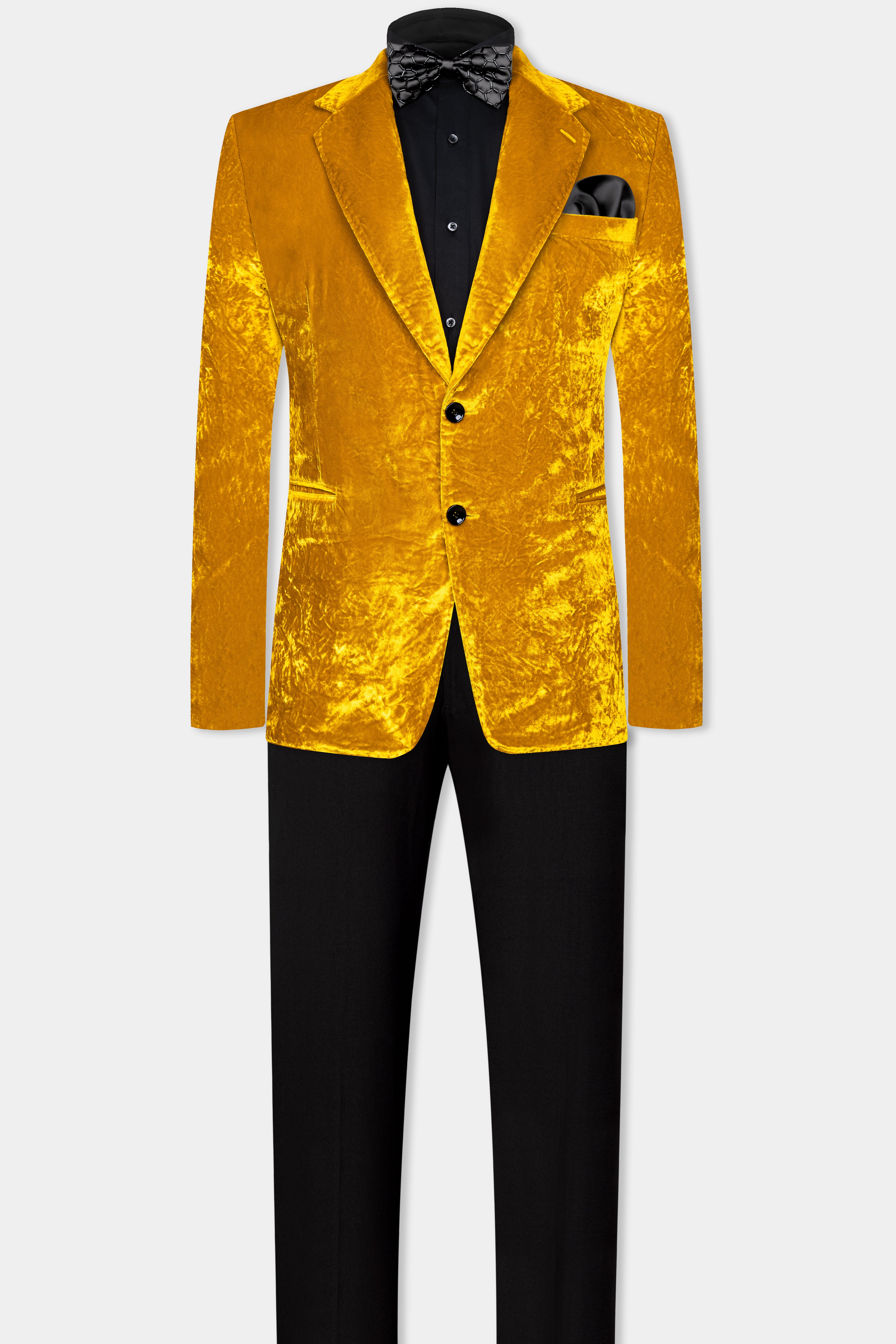 Gamboge Yellow Crushed Velvet Suit