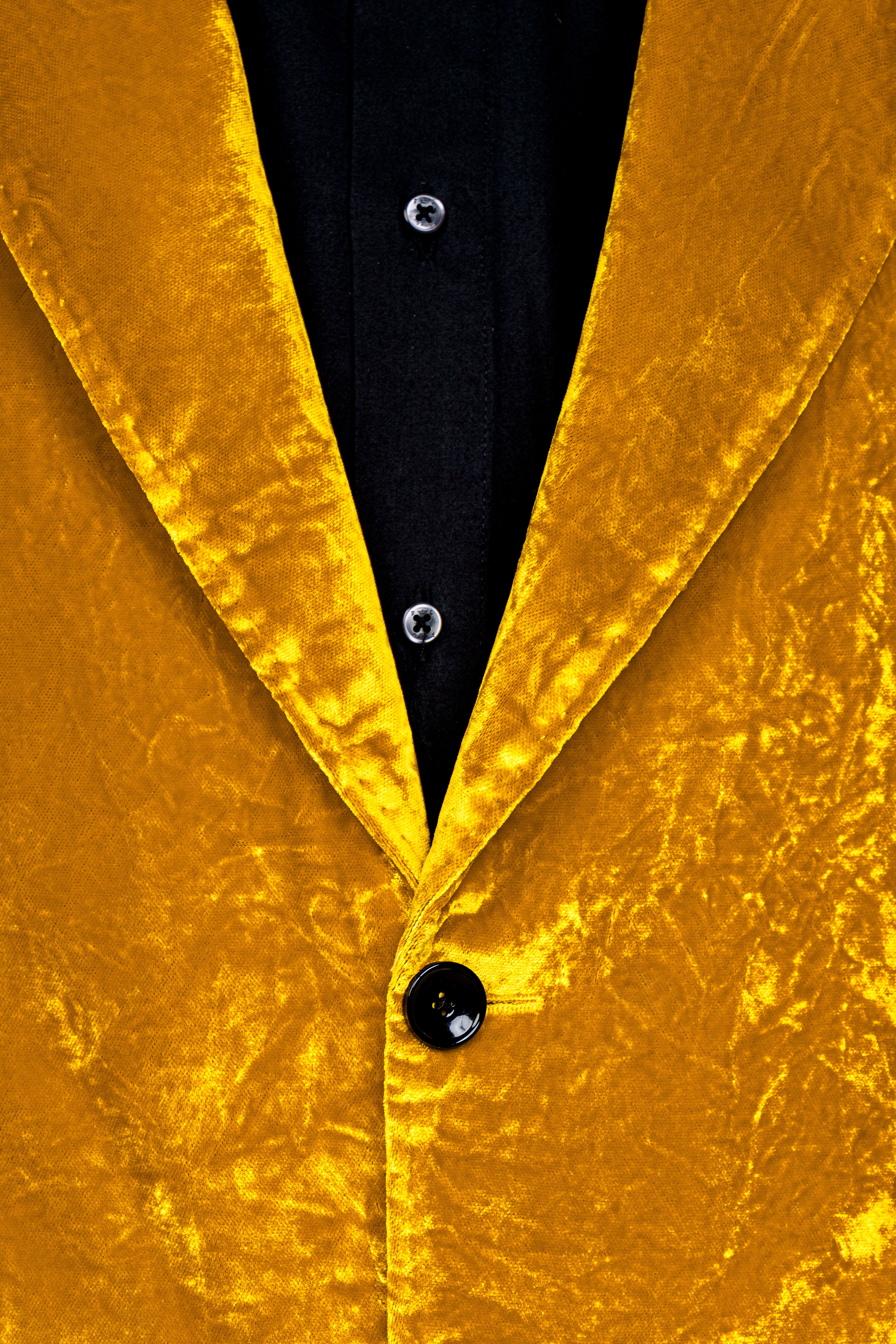 Gamboge Yellow Crushed Velvet Suit