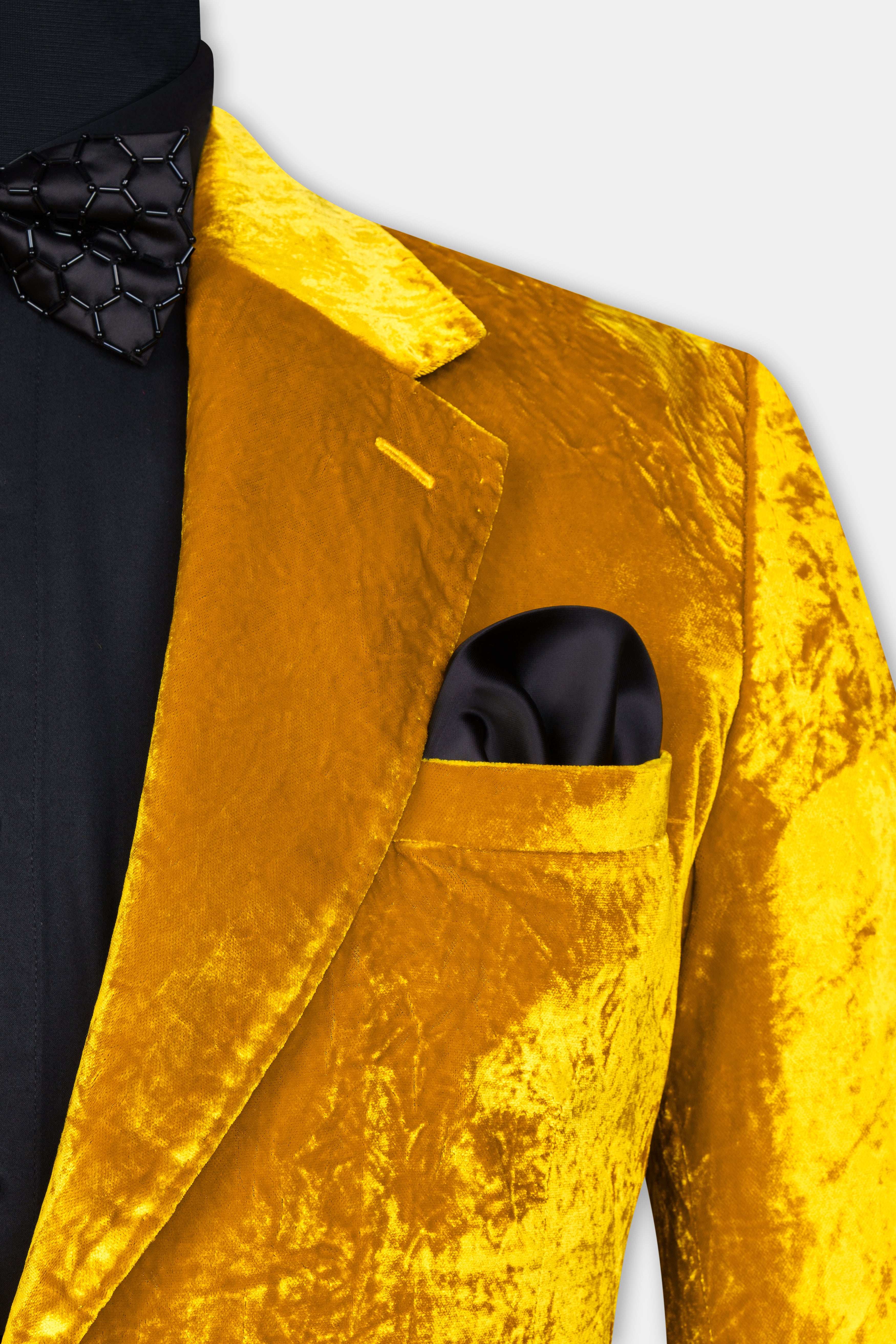 Gamboge Yellow Crushed Velvet Suit