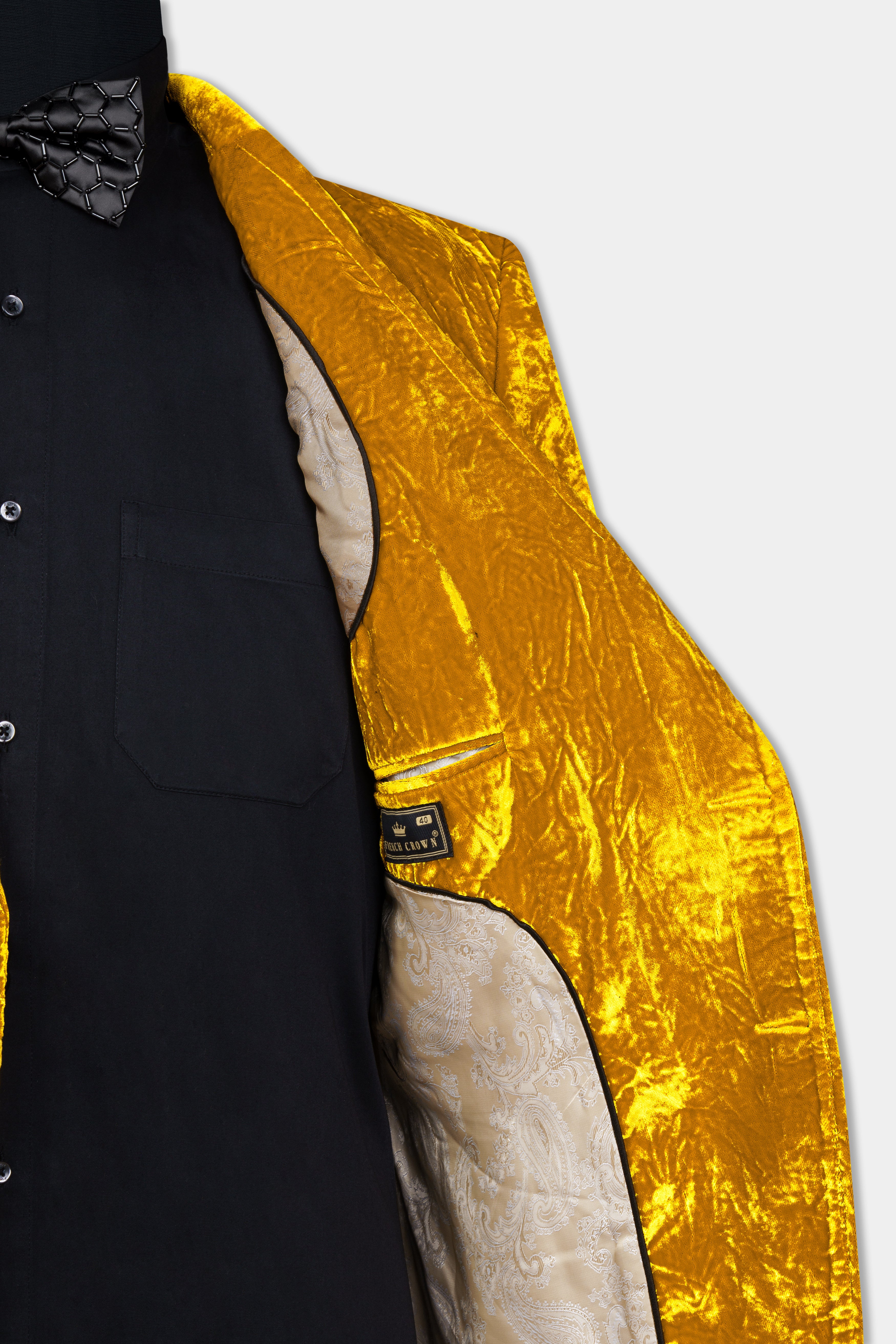 Gamboge Yellow Crushed Velvet Suit