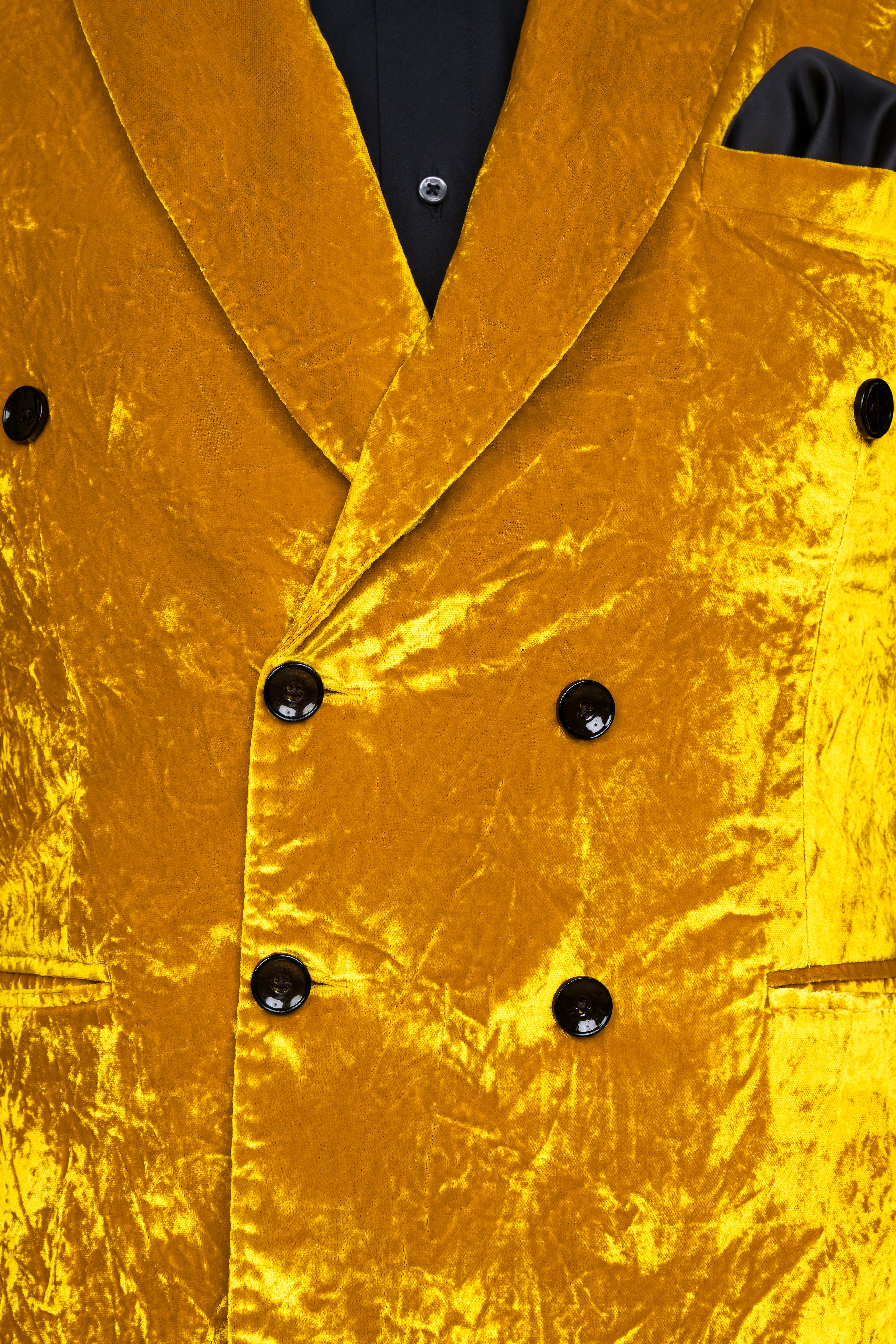 Gamboge Yellow Double Breasted Crushed Velvet Suit