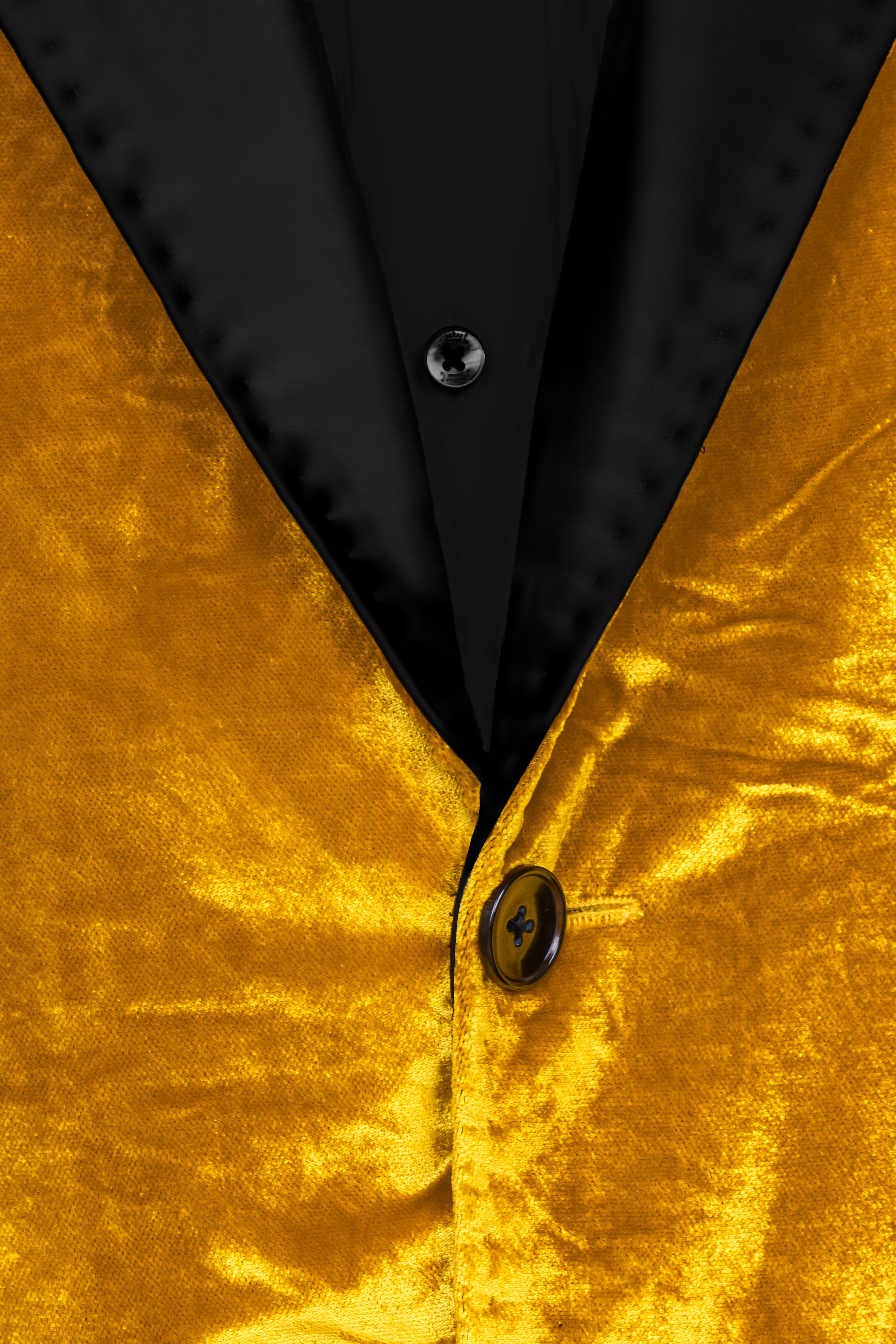 Gamboge Yellow Crushed Velvet Tuxedo Suit