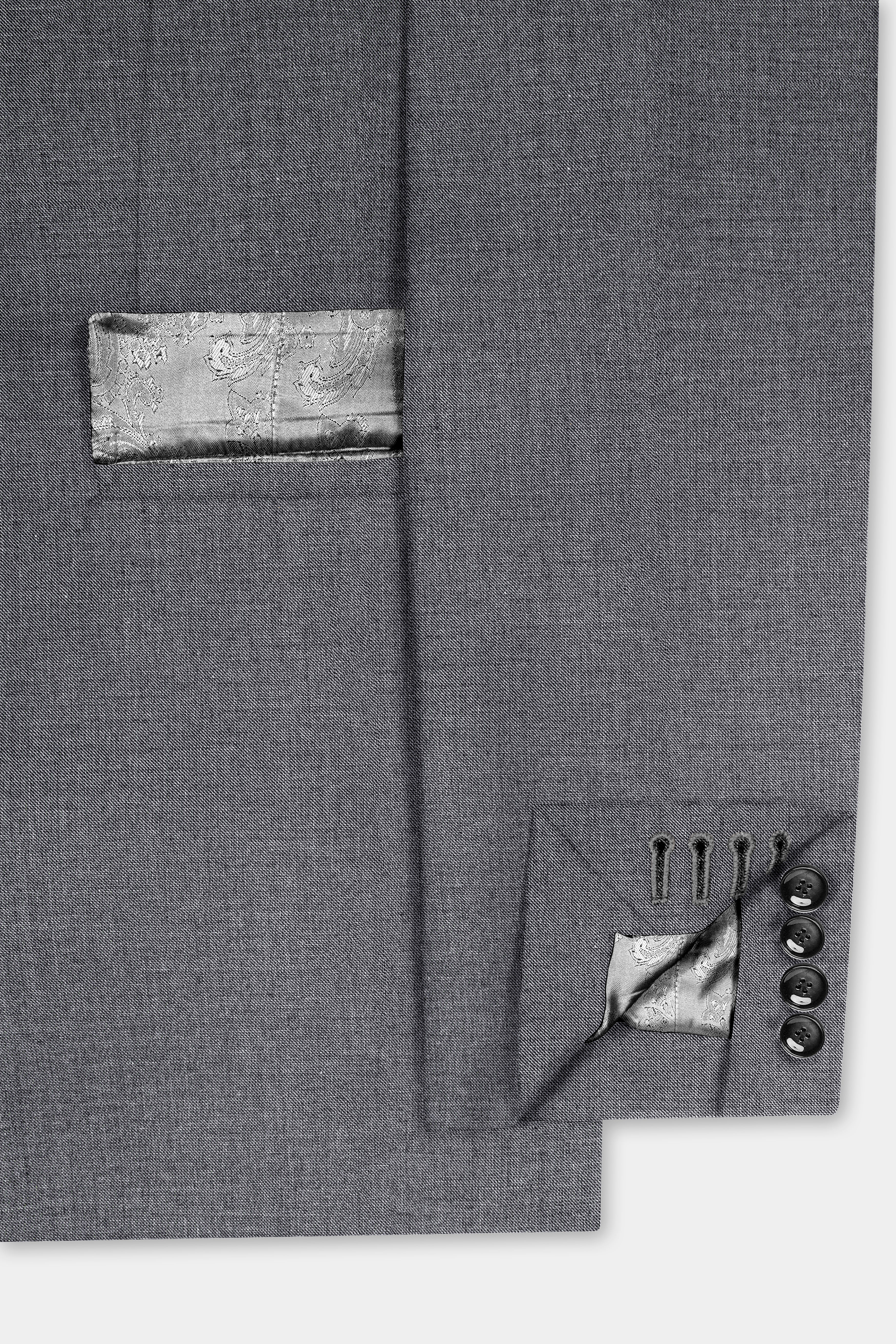 Vampire Gray Textured Wool Rich Double Breasted Suit